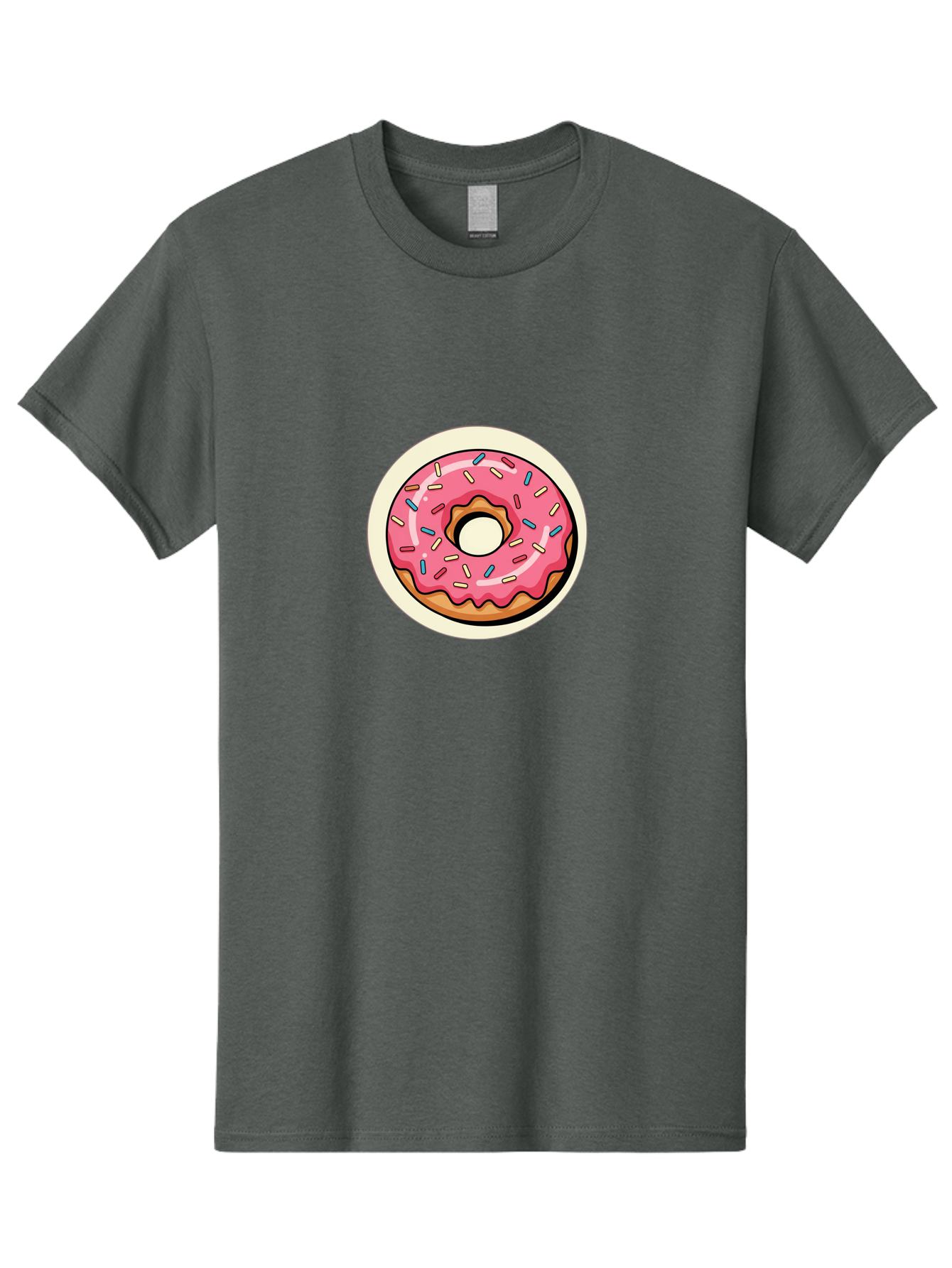 Pink-Frosted-Donut-1 Men'S Graphic Tee, 100% Cotton, Comfortable Casual Summer Wear, Machine Washable, Donut With Pink Frosting, Sprinkles On Donut, Sweet Treats, Dessert Ideas, Colorful Donut, Baking Inspiration, Tasty Pastry, Glazed Donut Bab164