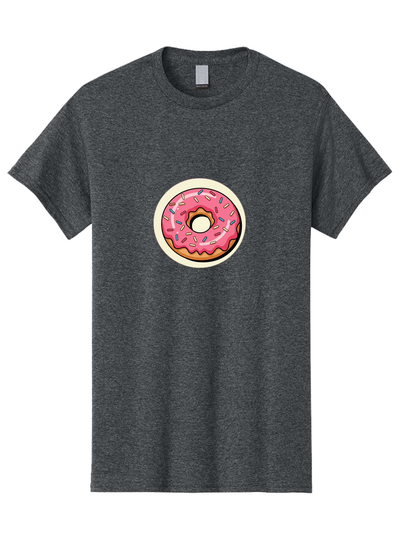 Pink-Frosted-Donut-1 Men'S Graphic Tee, 100% Cotton, Comfortable Casual Summer Wear, Machine Washable, Donut With Pink Frosting, Sprinkles On Donut, Sweet Treats, Dessert Ideas, Colorful Donut, Baking Inspiration, Tasty Pastry, Glazed Donut Bab164