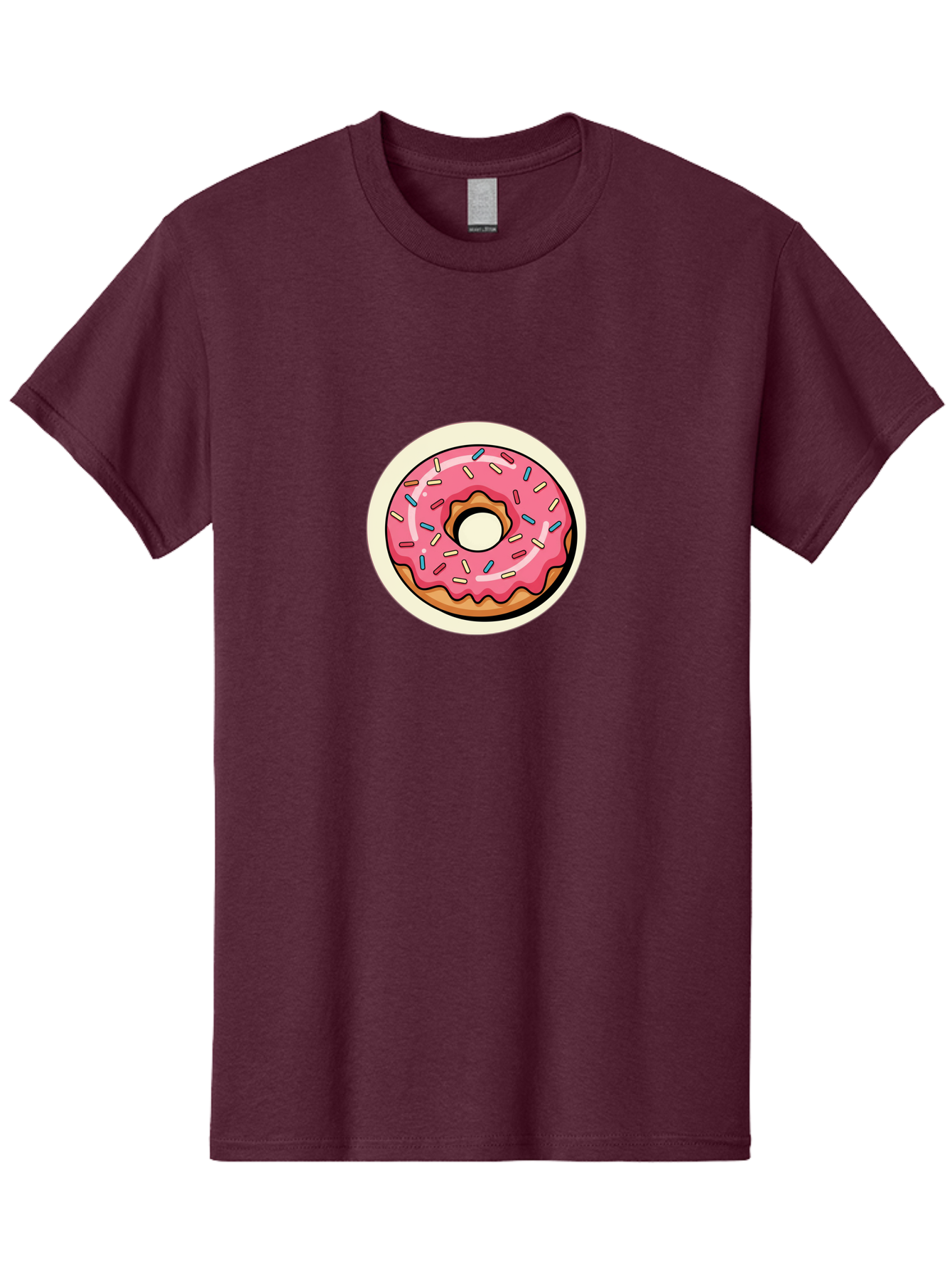 Pink-Frosted-Donut-1 Men'S Graphic Tee, 100% Cotton, Comfortable Casual Summer Wear, Machine Washable, Donut With Pink Frosting, Sprinkles On Donut, Sweet Treats, Dessert Ideas, Colorful Donut, Baking Inspiration, Tasty Pastry, Glazed Donut Bab164