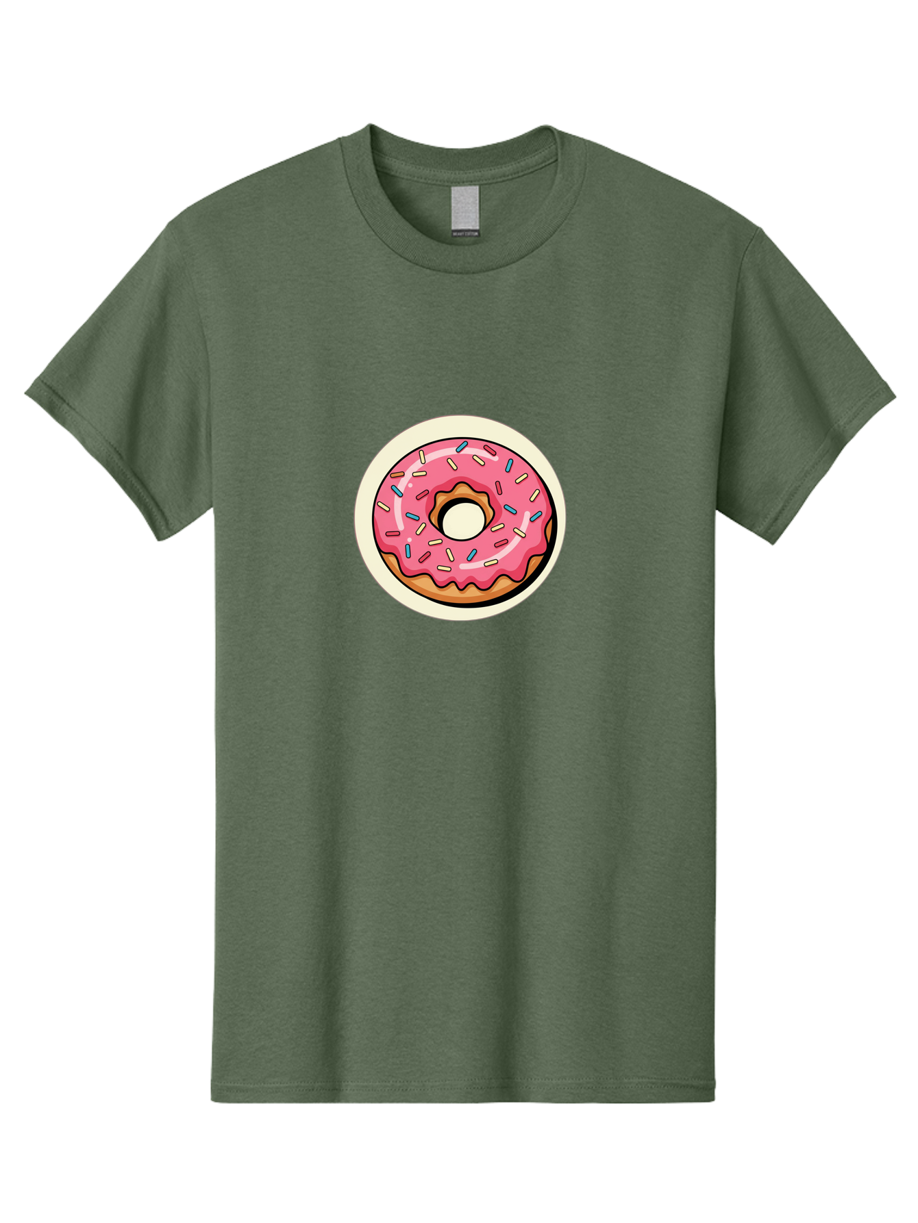 Pink-Frosted-Donut-1 Men'S Graphic Tee, 100% Cotton, Comfortable Casual Summer Wear, Machine Washable, Donut With Pink Frosting, Sprinkles On Donut, Sweet Treats, Dessert Ideas, Colorful Donut, Baking Inspiration, Tasty Pastry, Glazed Donut Bab164