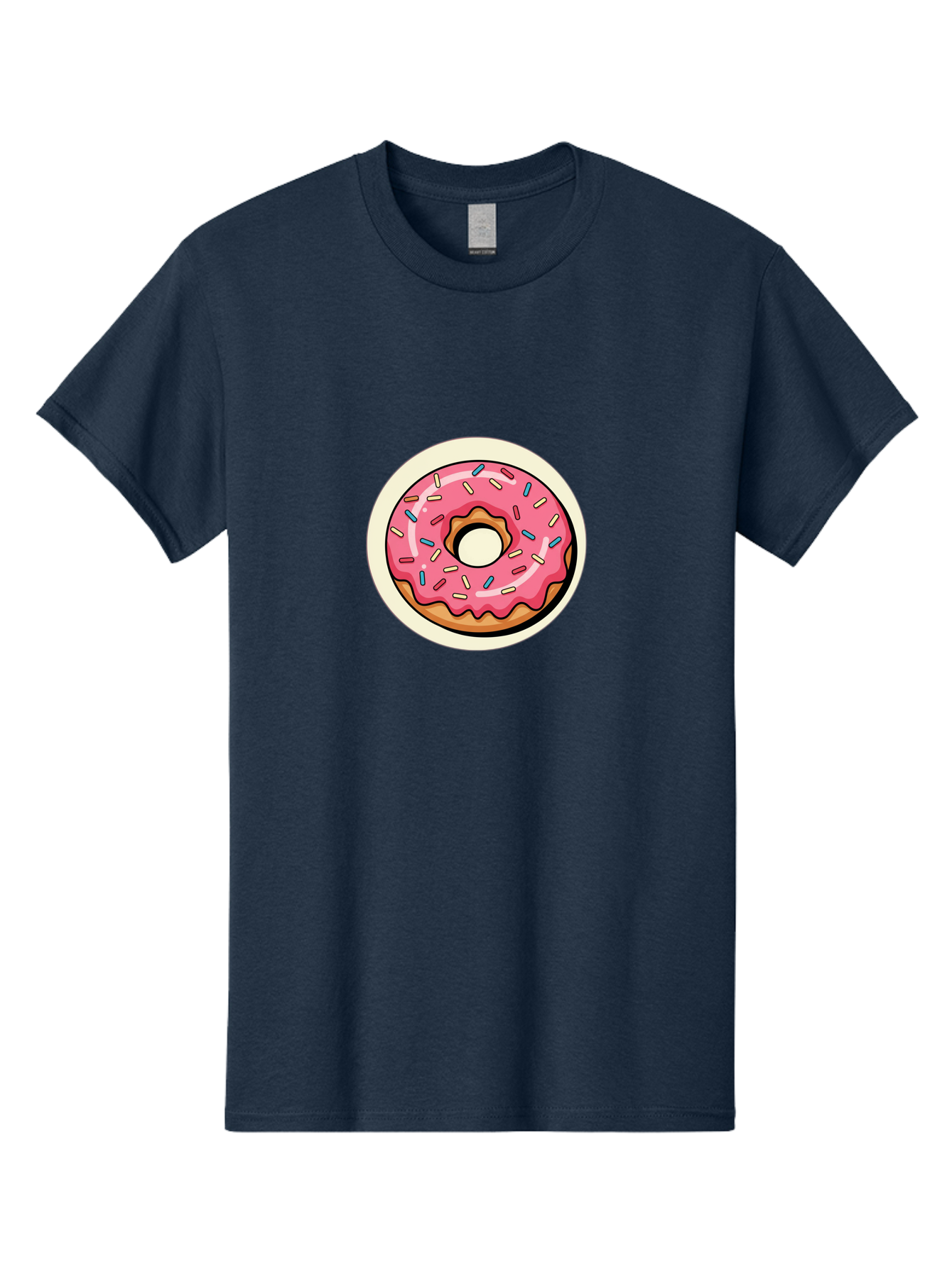 Pink-Frosted-Donut-1 Men'S Graphic Tee, 100% Cotton, Comfortable Casual Summer Wear, Machine Washable, Donut With Pink Frosting, Sprinkles On Donut, Sweet Treats, Dessert Ideas, Colorful Donut, Baking Inspiration, Tasty Pastry, Glazed Donut Bab164