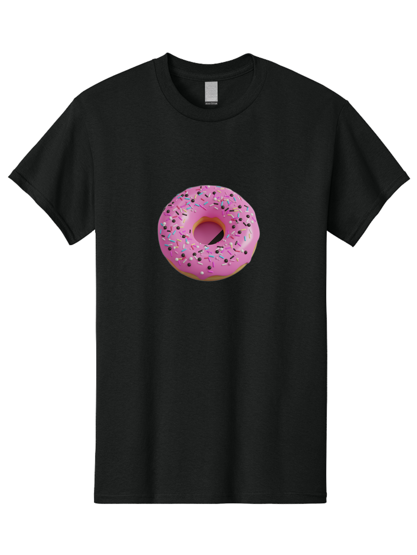 Pink-Frosted-Donut Men'S Graphic Tee, 100% Cotton, Comfortable Casual Summer Wear, Machine Washable, Pink Frosted Donut, Sprinkles, Colorful Toppings, Donut Treat, Sweet Delight, Baked Goods, Pastel Colors, Sprinkle Donut, Frosted Dessert Bab165