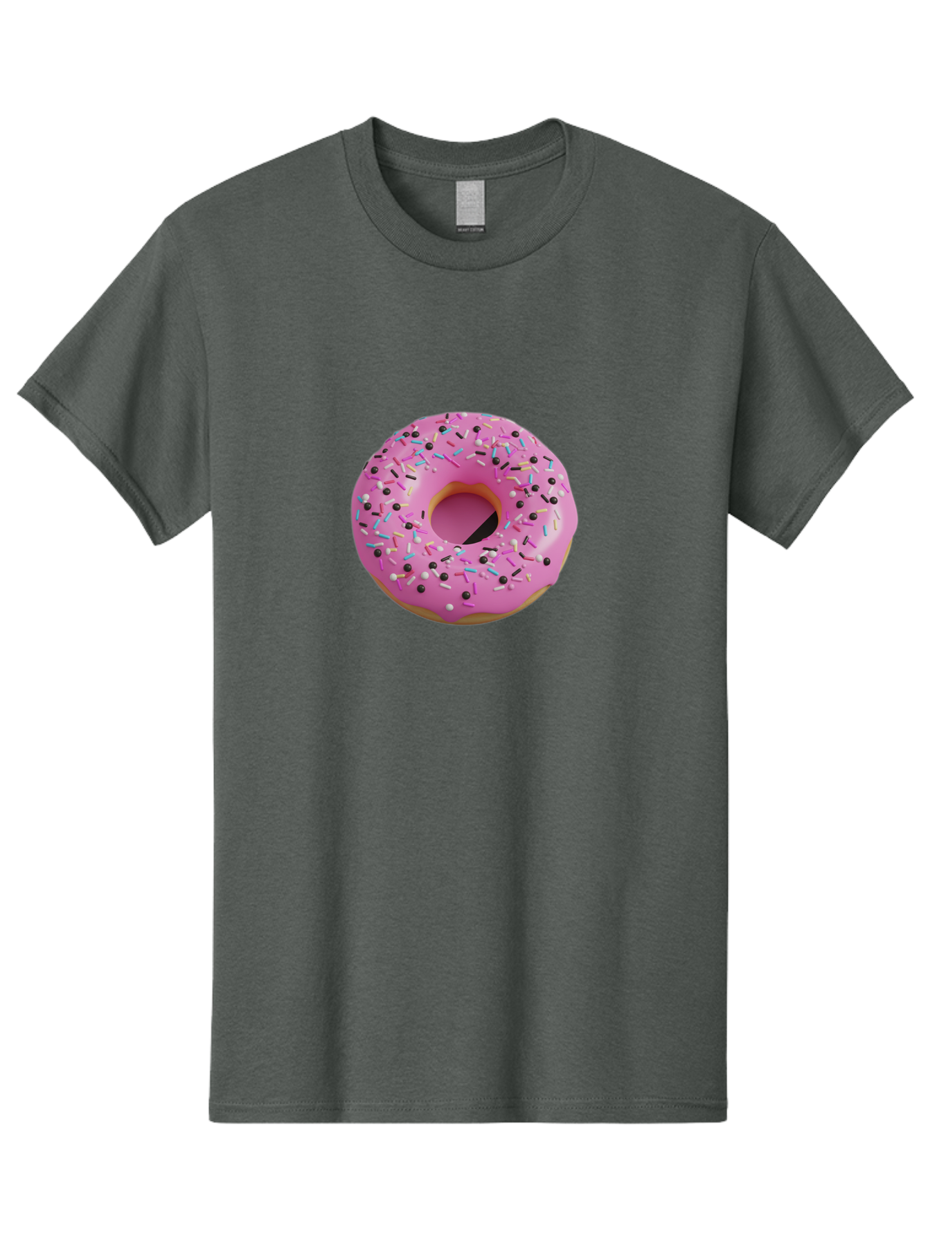 Pink-Frosted-Donut Men'S Graphic Tee, 100% Cotton, Comfortable Casual Summer Wear, Machine Washable, Pink Frosted Donut, Sprinkles, Colorful Toppings, Donut Treat, Sweet Delight, Baked Goods, Pastel Colors, Sprinkle Donut, Frosted Dessert Bab165
