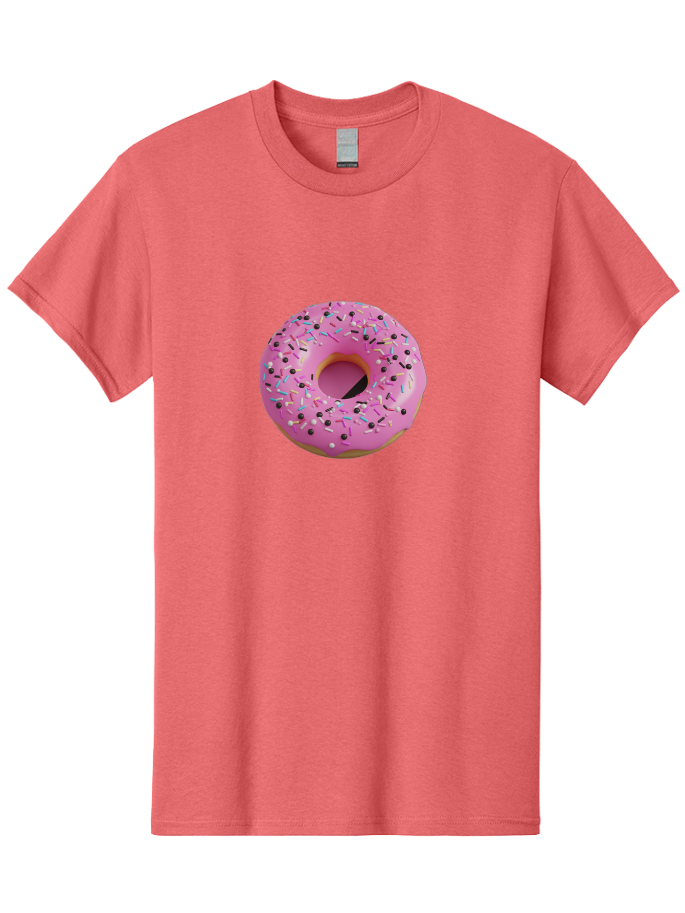 Pink-Frosted-Donut Men'S Graphic Tee, 100% Cotton, Comfortable Casual Summer Wear, Machine Washable, Pink Frosted Donut, Sprinkles, Colorful Toppings, Donut Treat, Sweet Delight, Baked Goods, Pastel Colors, Sprinkle Donut, Frosted Dessert Bab165