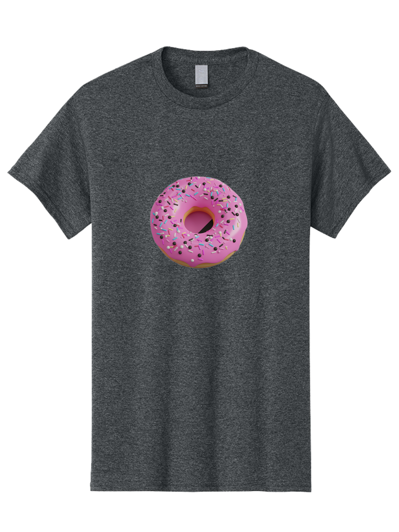 Pink-Frosted-Donut Men'S Graphic Tee, 100% Cotton, Comfortable Casual Summer Wear, Machine Washable, Pink Frosted Donut, Sprinkles, Colorful Toppings, Donut Treat, Sweet Delight, Baked Goods, Pastel Colors, Sprinkle Donut, Frosted Dessert Bab165