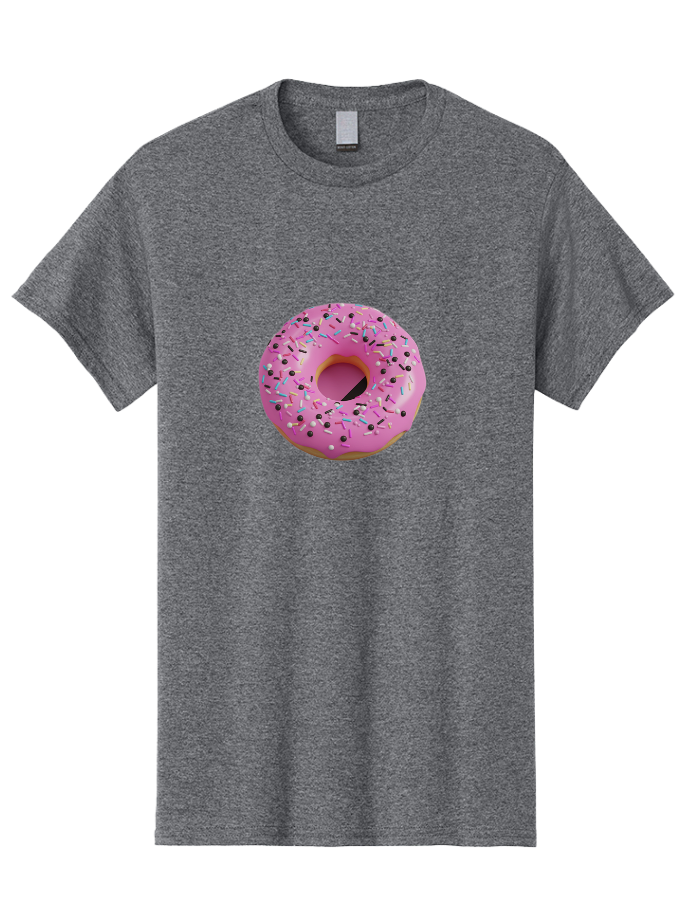 Pink-Frosted-Donut Men'S Graphic Tee, 100% Cotton, Comfortable Casual Summer Wear, Machine Washable, Pink Frosted Donut, Sprinkles, Colorful Toppings, Donut Treat, Sweet Delight, Baked Goods, Pastel Colors, Sprinkle Donut, Frosted Dessert Bab165