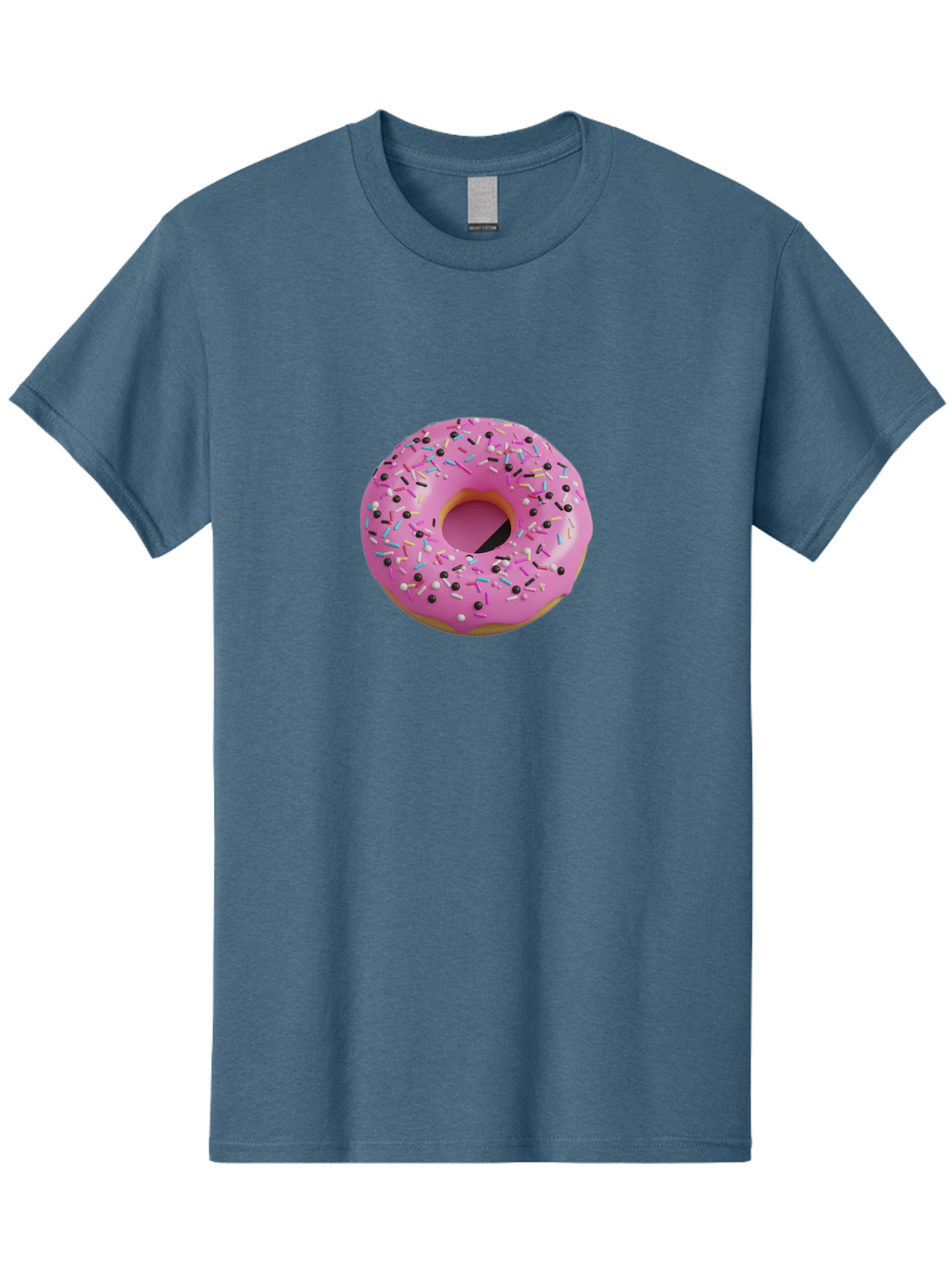 Pink-Frosted-Donut Men'S Graphic Tee, 100% Cotton, Comfortable Casual Summer Wear, Machine Washable, Pink Frosted Donut, Sprinkles, Colorful Toppings, Donut Treat, Sweet Delight, Baked Goods, Pastel Colors, Sprinkle Donut, Frosted Dessert Bab165