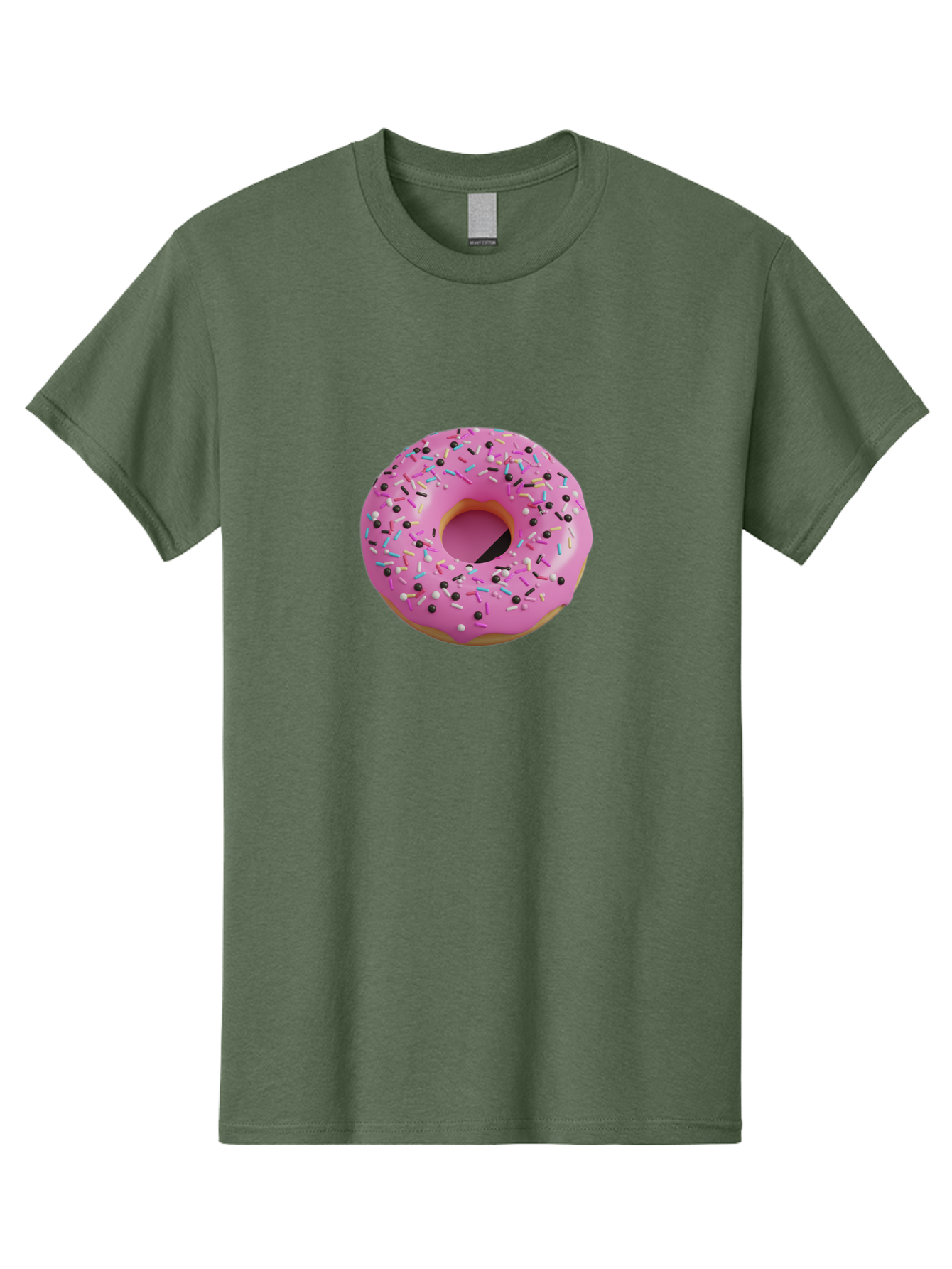 Pink-Frosted-Donut Men'S Graphic Tee, 100% Cotton, Comfortable Casual Summer Wear, Machine Washable, Pink Frosted Donut, Sprinkles, Colorful Toppings, Donut Treat, Sweet Delight, Baked Goods, Pastel Colors, Sprinkle Donut, Frosted Dessert Bab165