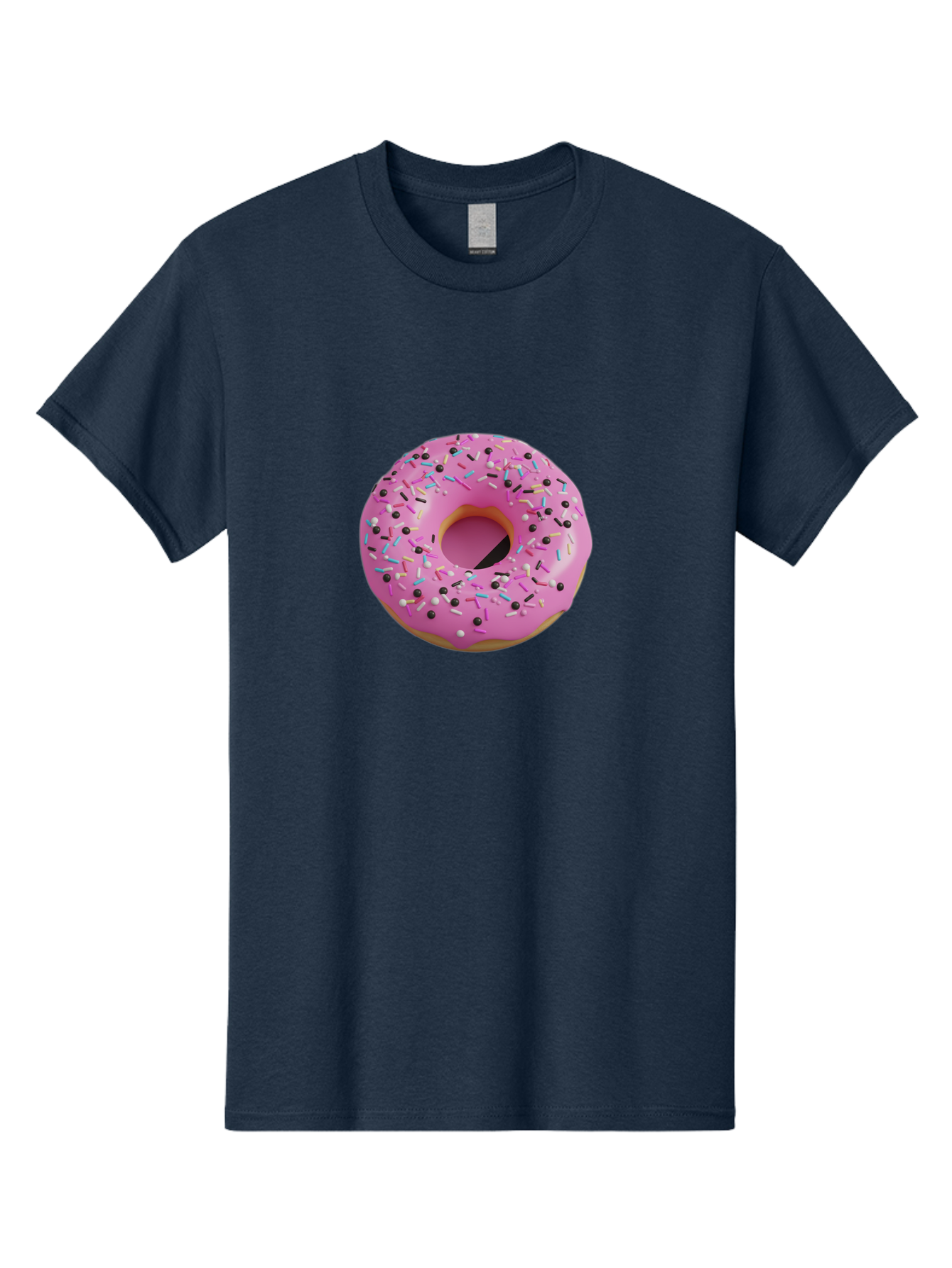 Pink-Frosted-Donut Men'S Graphic Tee, 100% Cotton, Comfortable Casual Summer Wear, Machine Washable, Pink Frosted Donut, Sprinkles, Colorful Toppings, Donut Treat, Sweet Delight, Baked Goods, Pastel Colors, Sprinkle Donut, Frosted Dessert Bab165