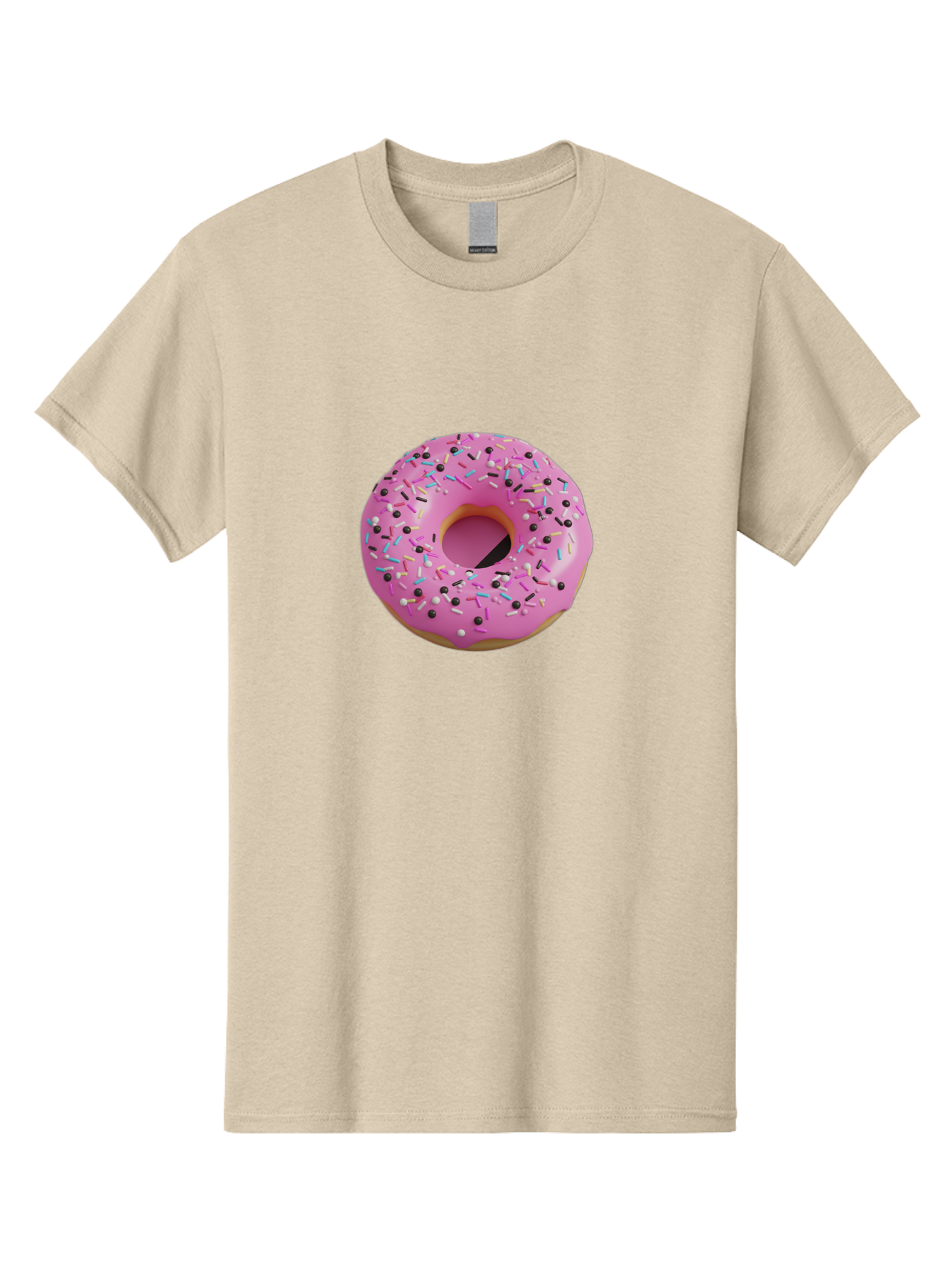 Pink-Frosted-Donut Men'S Graphic Tee, 100% Cotton, Comfortable Casual Summer Wear, Machine Washable, Pink Frosted Donut, Sprinkles, Colorful Toppings, Donut Treat, Sweet Delight, Baked Goods, Pastel Colors, Sprinkle Donut, Frosted Dessert Bab165