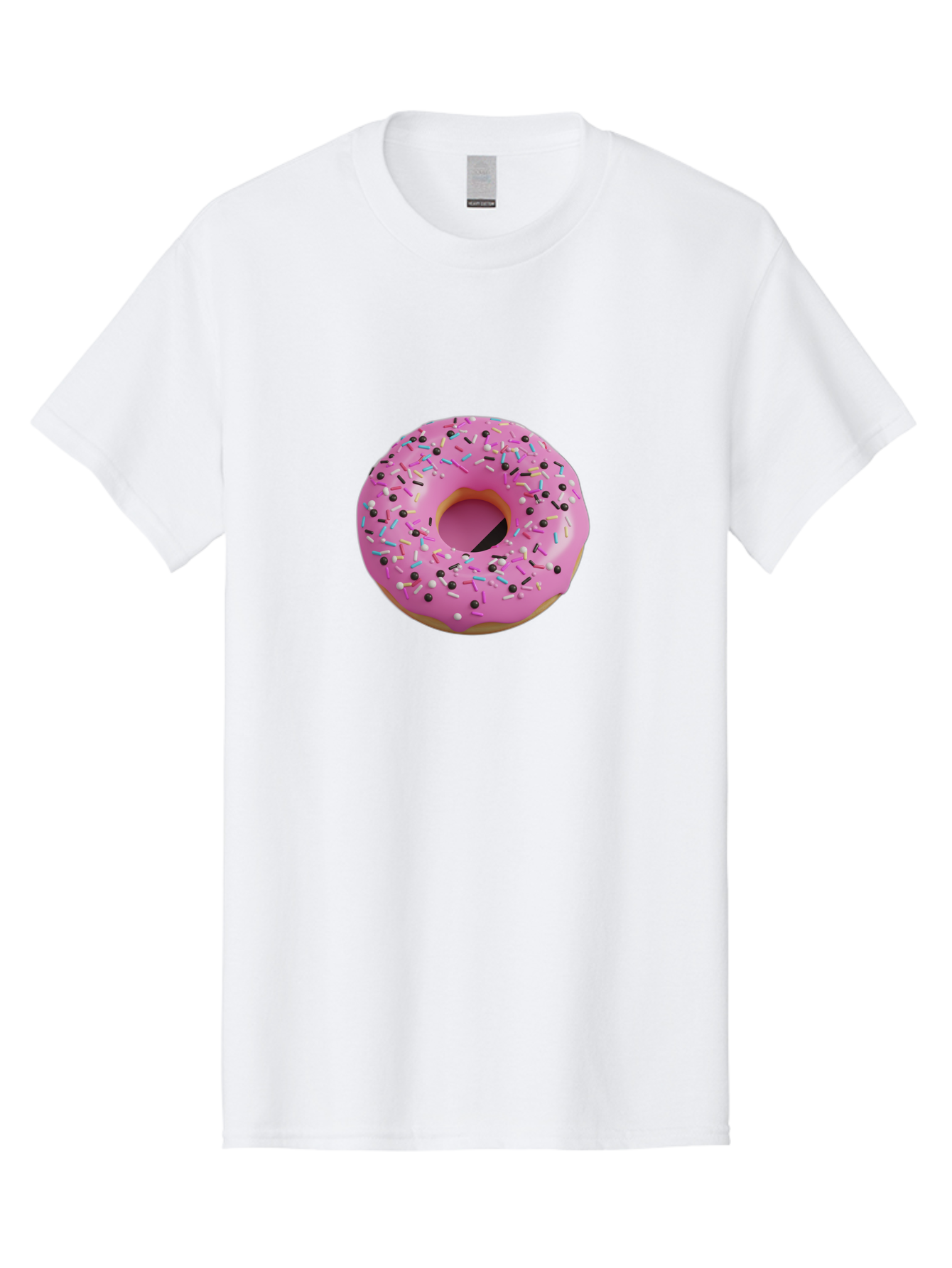 Pink-Frosted-Donut Men'S Graphic Tee, 100% Cotton, Comfortable Casual Summer Wear, Machine Washable, Pink Frosted Donut, Sprinkles, Colorful Toppings, Donut Treat, Sweet Delight, Baked Goods, Pastel Colors, Sprinkle Donut, Frosted Dessert Bab165