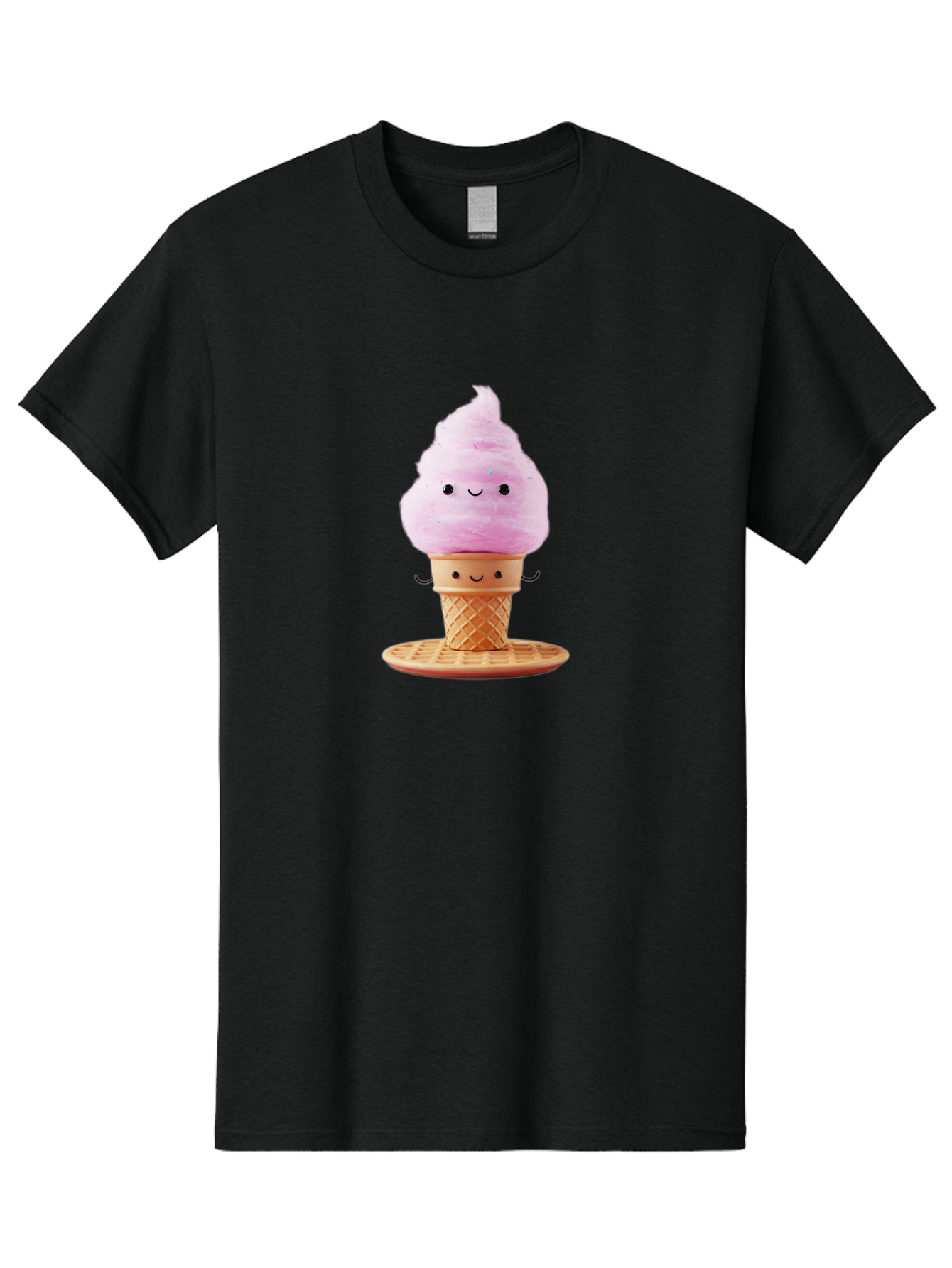 Pink-Ice-Cream-2 Men'S Graphic Tee, 100% Cotton, Comfortable Casual Summer Wear, Machine Washable, Pink Ice Cream, Soft Serve Ice Cream, Happy Face, Kawaii Design, Cute Dessert, Ice Cream Cone, Sweet Treat, Cartoon Character Bab169