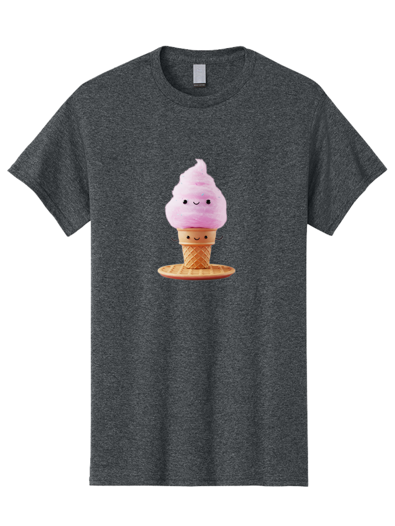 Pink-Ice-Cream-2 Men'S Graphic Tee, 100% Cotton, Comfortable Casual Summer Wear, Machine Washable, Pink Ice Cream, Soft Serve Ice Cream, Happy Face, Kawaii Design, Cute Dessert, Ice Cream Cone, Sweet Treat, Cartoon Character Bab169