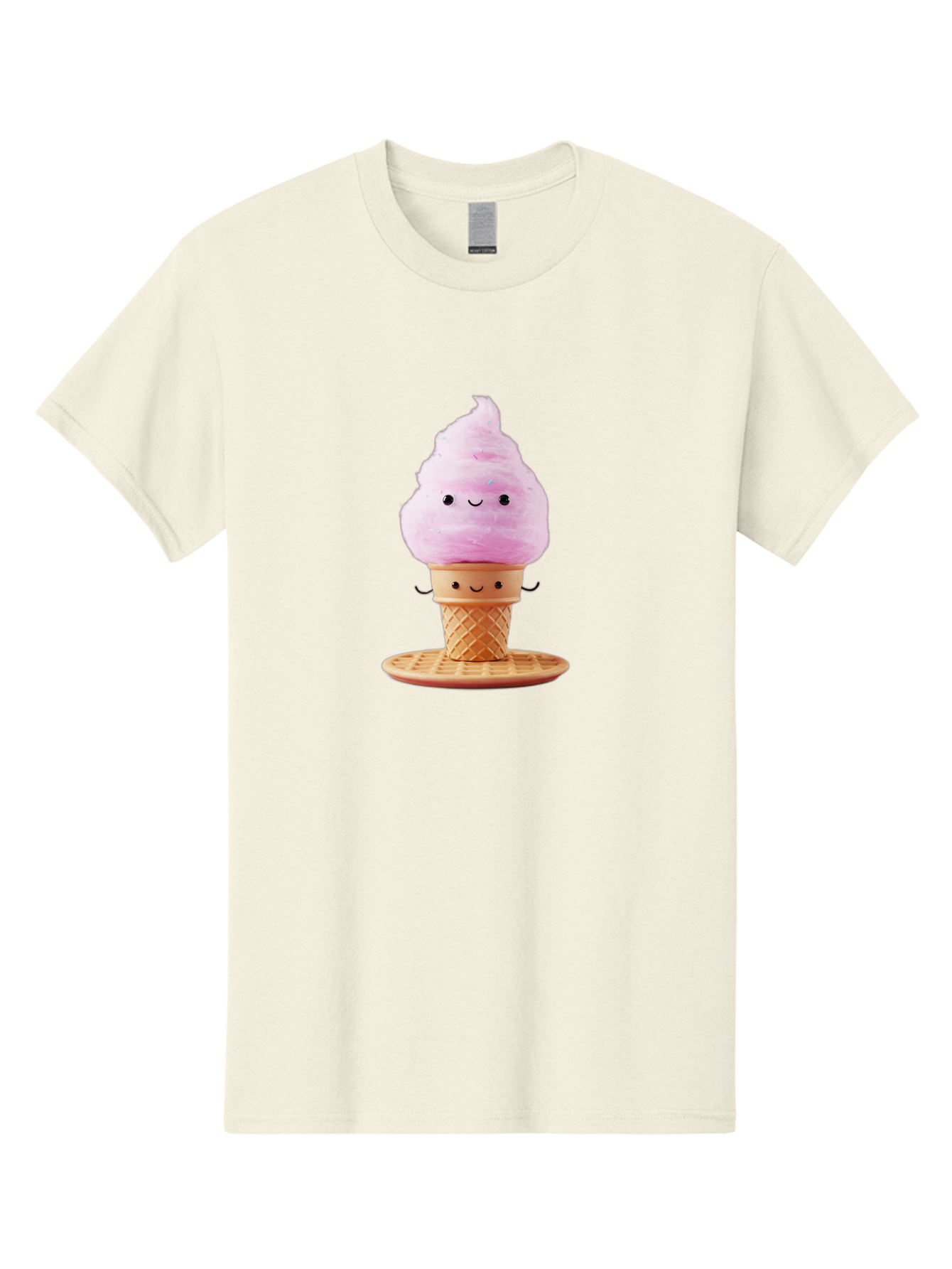 Pink-Ice-Cream-2 Men'S Graphic Tee, 100% Cotton, Comfortable Casual Summer Wear, Machine Washable, Pink Ice Cream, Soft Serve Ice Cream, Happy Face, Kawaii Design, Cute Dessert, Ice Cream Cone, Sweet Treat, Cartoon Character Bab169