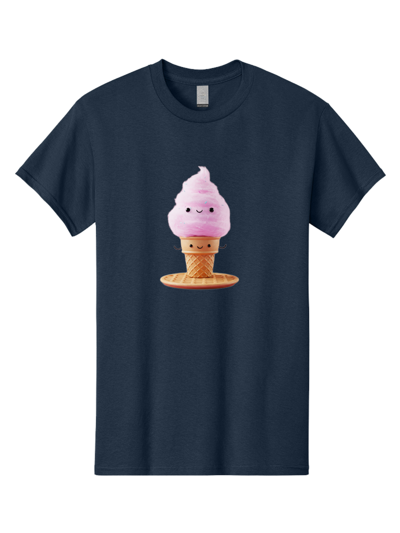 Pink-Ice-Cream-2 Men'S Graphic Tee, 100% Cotton, Comfortable Casual Summer Wear, Machine Washable, Pink Ice Cream, Soft Serve Ice Cream, Happy Face, Kawaii Design, Cute Dessert, Ice Cream Cone, Sweet Treat, Cartoon Character Bab169