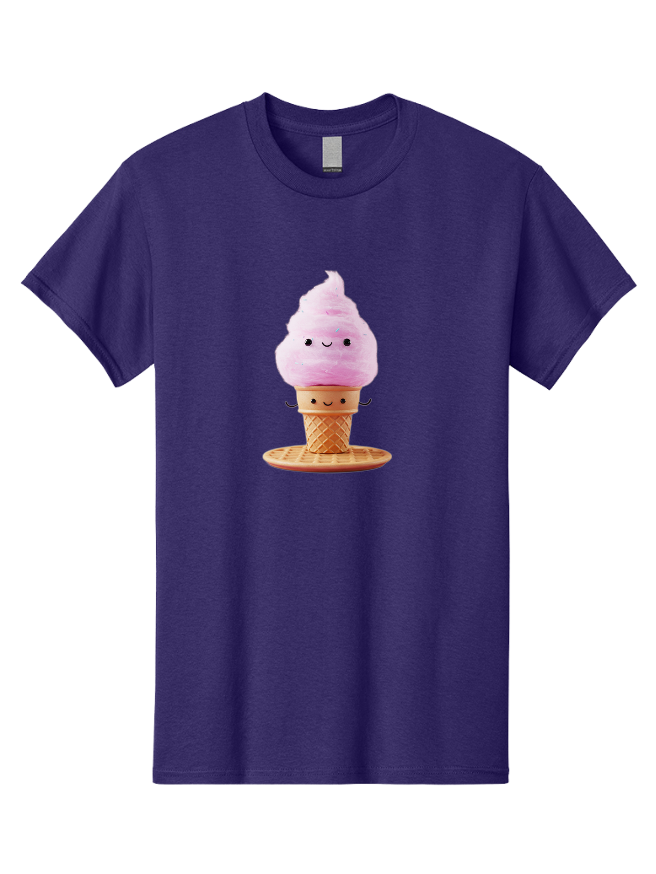 Pink-Ice-Cream-2 Men'S Graphic Tee, 100% Cotton, Comfortable Casual Summer Wear, Machine Washable, Pink Ice Cream, Soft Serve Ice Cream, Happy Face, Kawaii Design, Cute Dessert, Ice Cream Cone, Sweet Treat, Cartoon Character Bab169