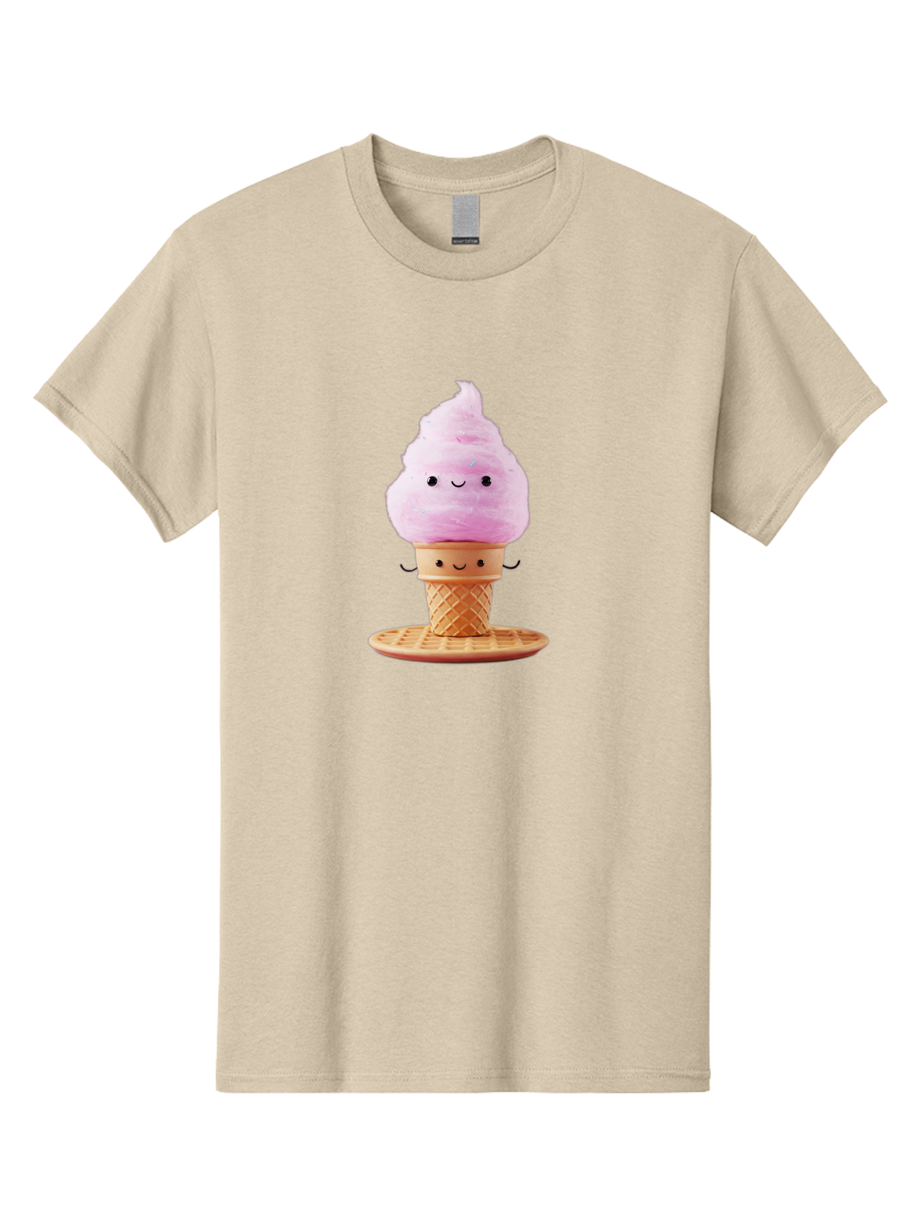 Pink-Ice-Cream-2 Men'S Graphic Tee, 100% Cotton, Comfortable Casual Summer Wear, Machine Washable, Pink Ice Cream, Soft Serve Ice Cream, Happy Face, Kawaii Design, Cute Dessert, Ice Cream Cone, Sweet Treat, Cartoon Character Bab169
