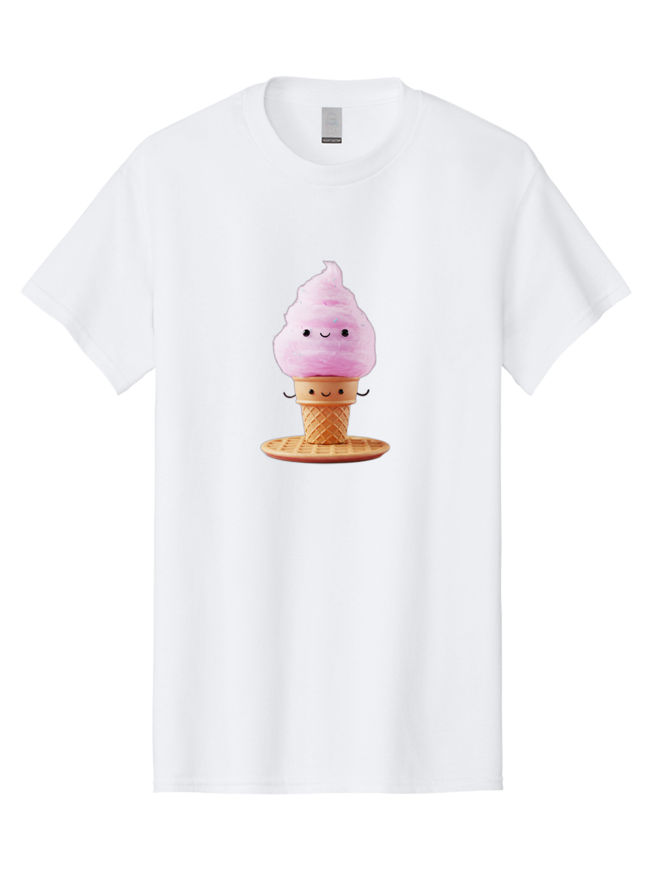 Pink-Ice-Cream-2 Men'S Graphic Tee, 100% Cotton, Comfortable Casual Summer Wear, Machine Washable, Pink Ice Cream, Soft Serve Ice Cream, Happy Face, Kawaii Design, Cute Dessert, Ice Cream Cone, Sweet Treat, Cartoon Character Bab169