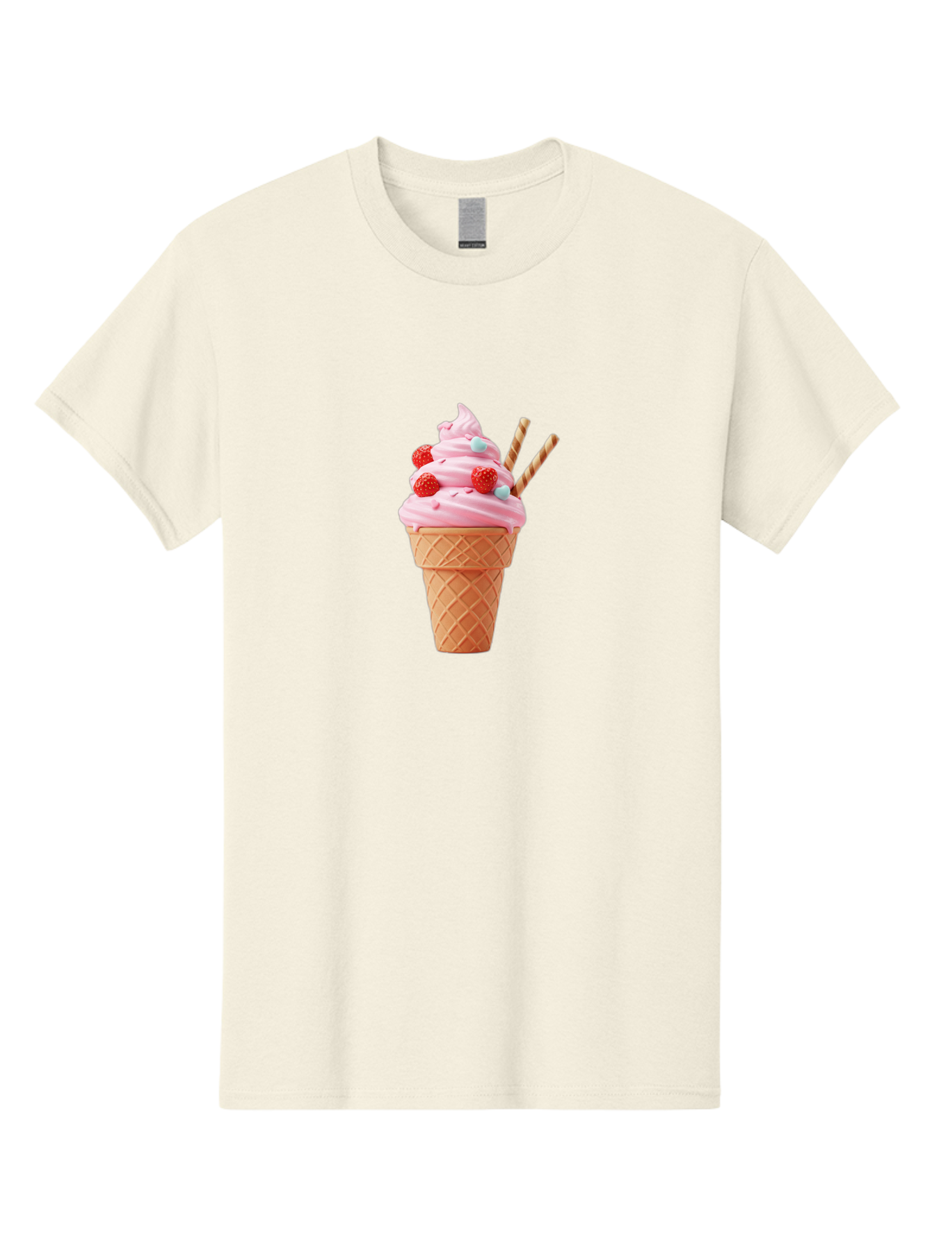 Pink-Ice-Cream-Cone Men'S Graphic Tee, 100% Cotton, Comfortable Casual Summer Wear, Machine Washable, Pink Ice Cream, Ice Cream Cone, Waffle Cone, Soft-Serve Ice Cream, Sweet Treats, Frozen Dessert, Summer Fun, Colorful Sprinkles, Bab170