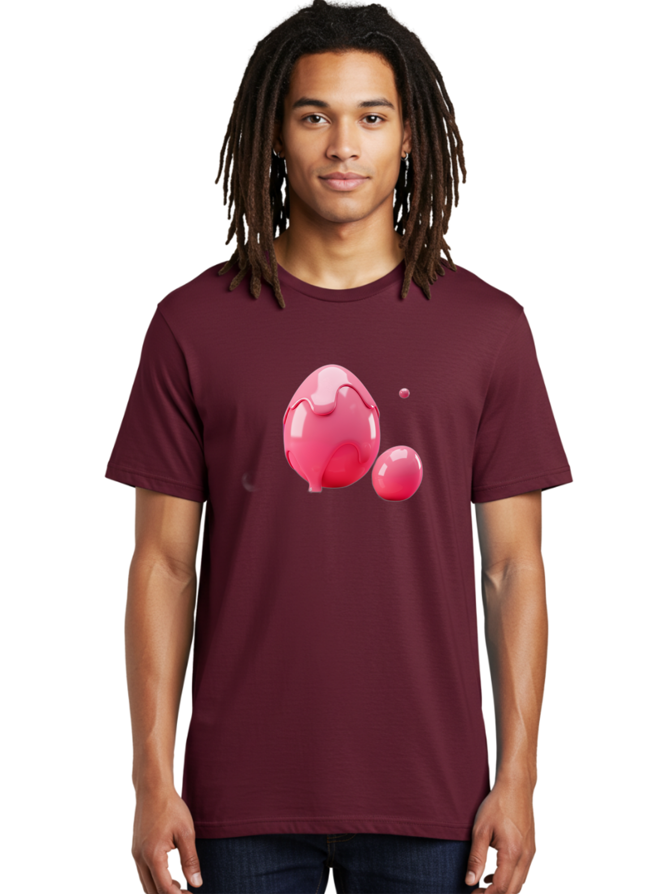 Pink-Liquid-Spheres Men'S Graphic Tee, 100% Cotton, Comfortable Casual Summer Wear, Machine Washable, Pink Liquid, 3D Render, Glossy Spheres, Abstract Shapes, Vibrant Colors, Digital Art, Modern Design, Fluid Forms Bab172