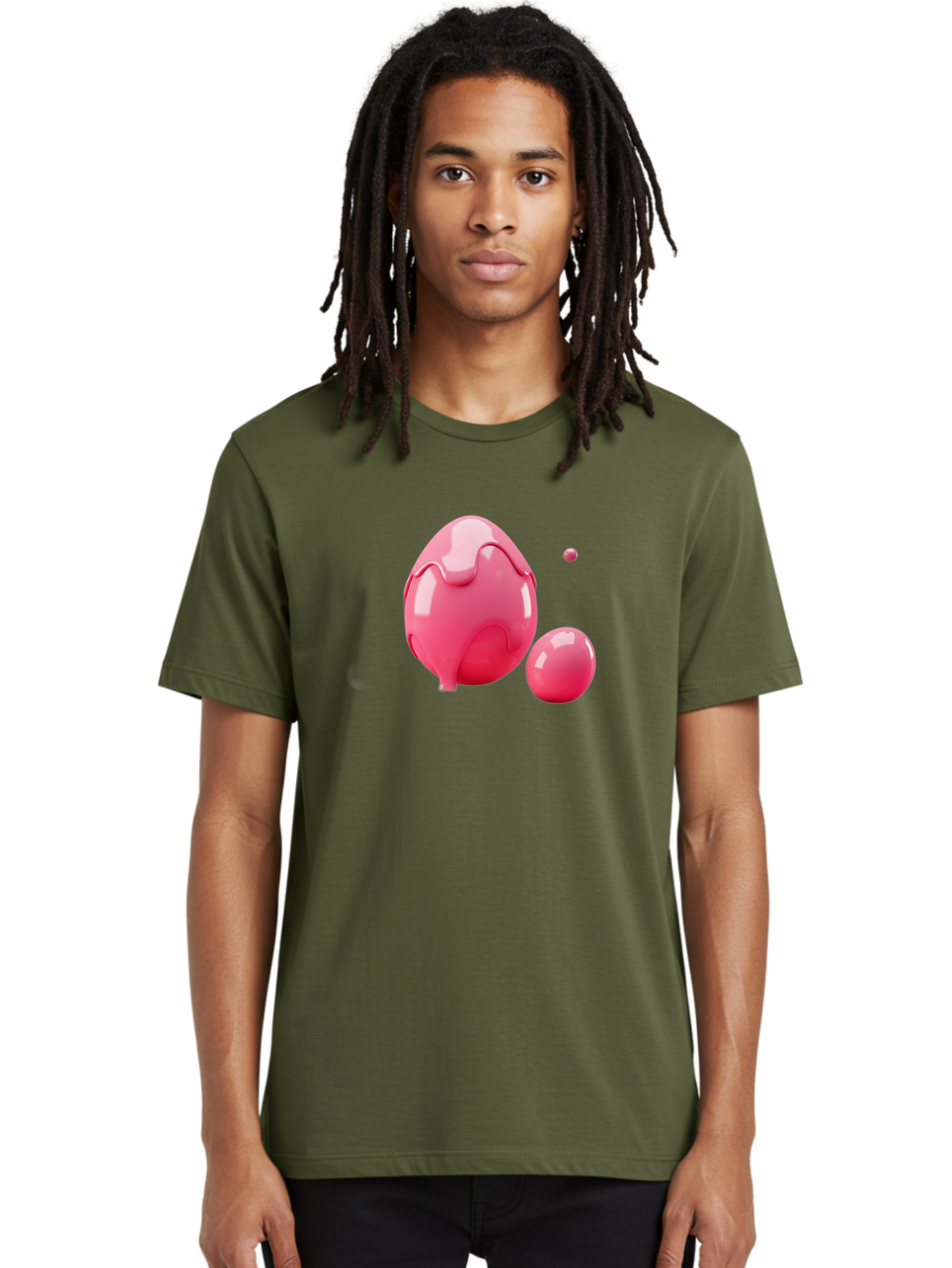 Pink-Liquid-Spheres Men'S Graphic Tee, 100% Cotton, Comfortable Casual Summer Wear, Machine Washable, Pink Liquid, 3D Render, Glossy Spheres, Abstract Shapes, Vibrant Colors, Digital Art, Modern Design, Fluid Forms Bab172