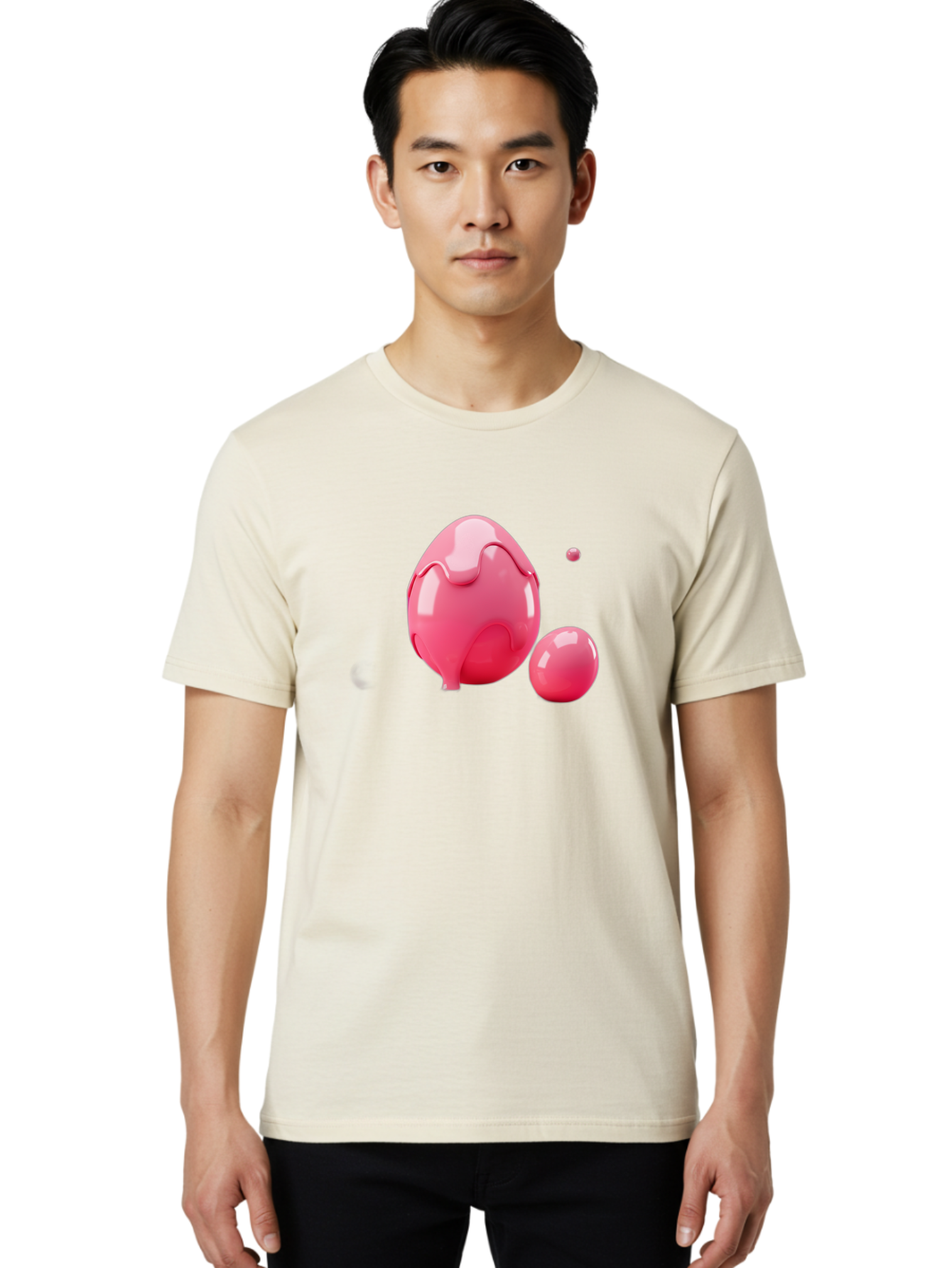 Pink-Liquid-Spheres Men'S Graphic Tee, 100% Cotton, Comfortable Casual Summer Wear, Machine Washable, Pink Liquid, 3D Render, Glossy Spheres, Abstract Shapes, Vibrant Colors, Digital Art, Modern Design, Fluid Forms Bab172
