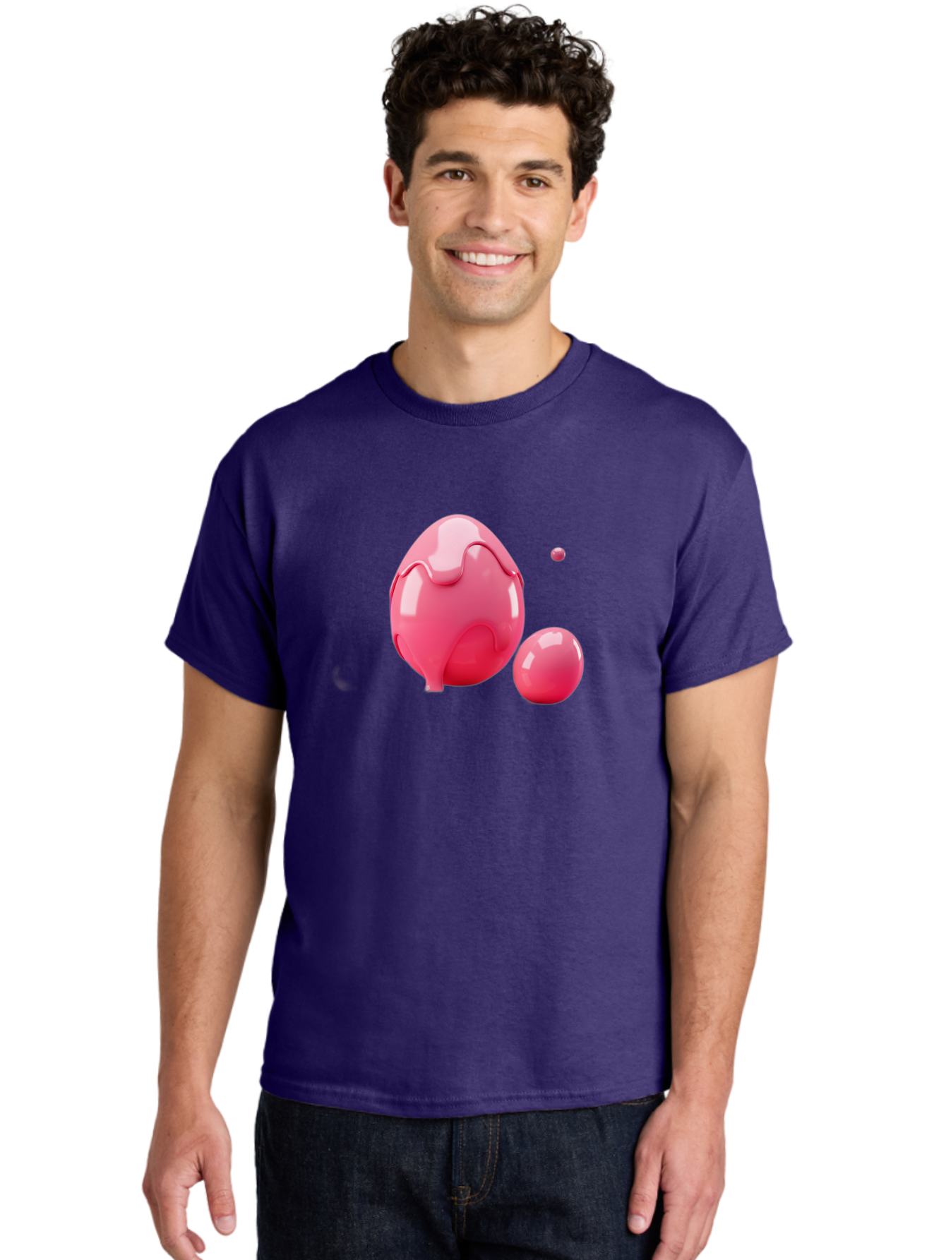 Pink-Liquid-Spheres Men'S Graphic Tee, 100% Cotton, Comfortable Casual Summer Wear, Machine Washable, Pink Liquid, 3D Render, Glossy Spheres, Abstract Shapes, Vibrant Colors, Digital Art, Modern Design, Fluid Forms Bab172
