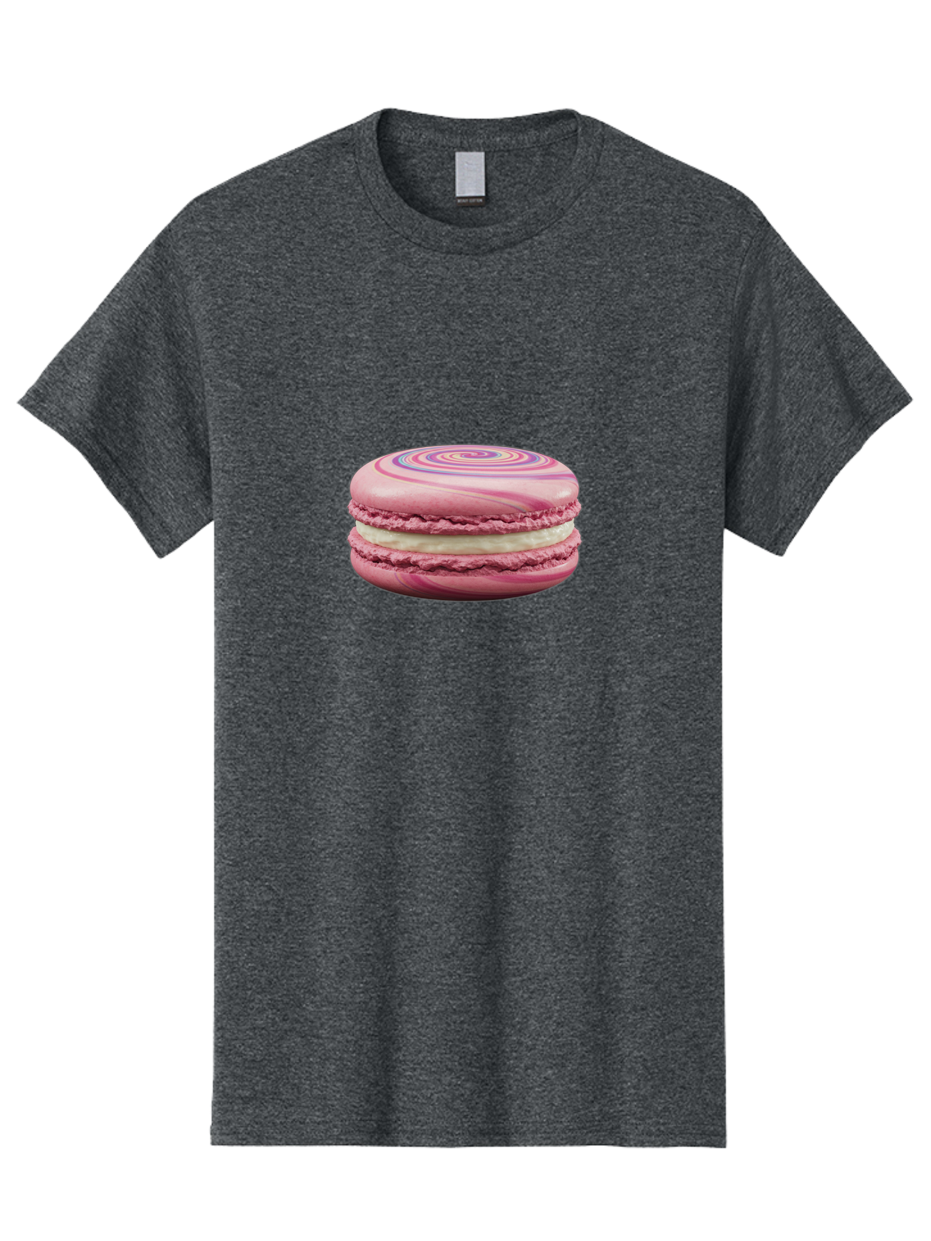 Pink-Macaron-1 Men'S Graphic Tee, 100% Cotton, Comfortable Casual Summer Wear, Machine Washable, Pink Macaron, Swirly Design, White Filling, French Dessert, Sweet Treat, Meringue-Based Cookie, Pastel Colors, Bakery Item, Dessert Lover, Foodie Bab173