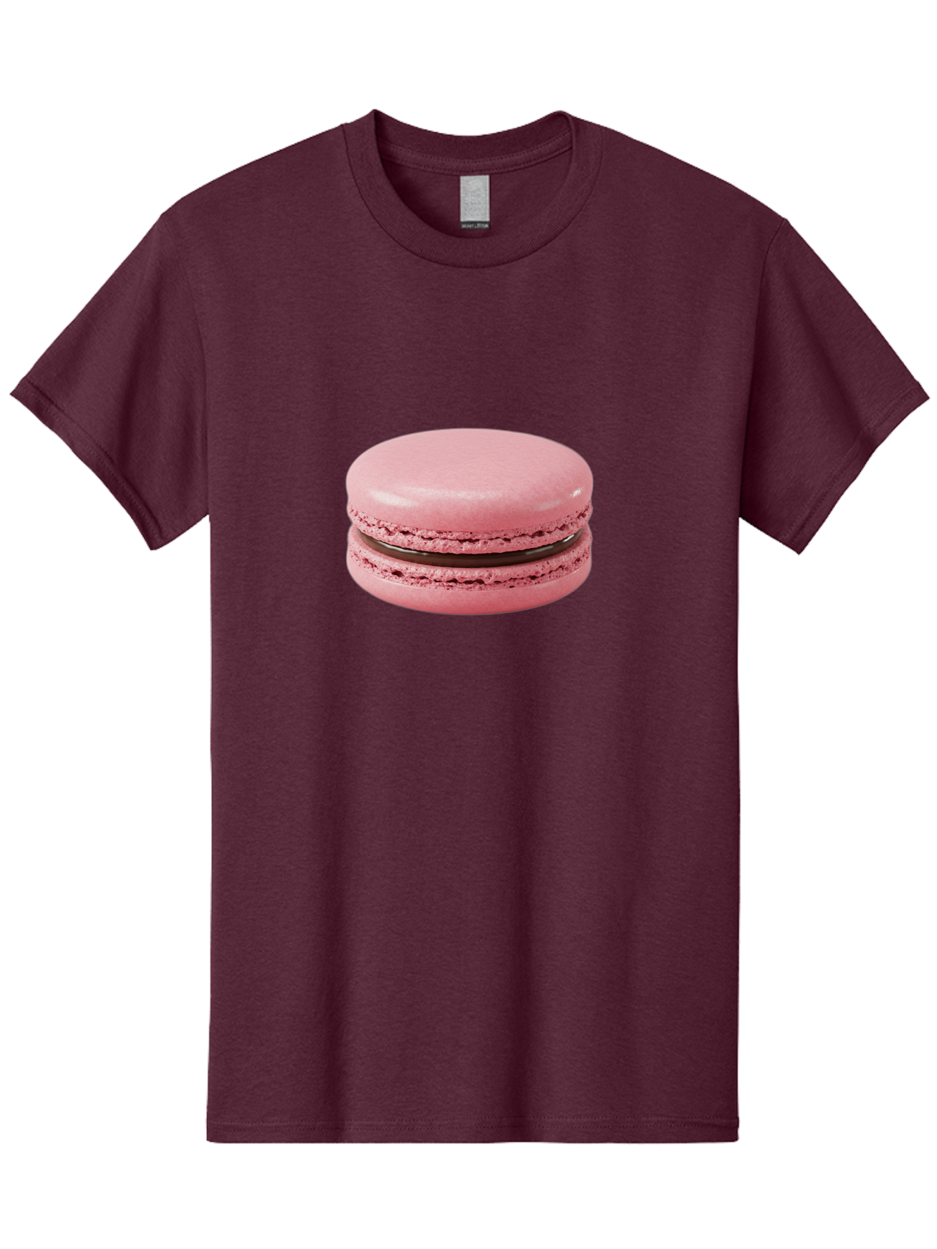 Pink-Macaron-2 Men'S Graphic Tee, 100% Cotton, Comfortable Casual Summer Wear, Machine Washable, Pink Macaroon, Chocolate Filling, Sweet Treat, Dessert, French Patisserie, Delicate Meringue, Gourmet Snack, Macaroon Texture, Pink Color Bab174