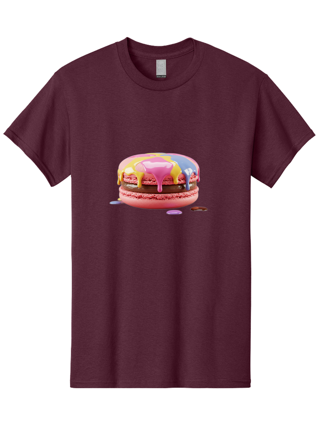 Pink-Macaron-9 Men'S Graphic Tee, 100% Cotton, Comfortable Casual Summer Wear, Machine Washable, Pink Macarons With Chocolate Ganache Filling, Pastel-Colored Icing, Colorful Dessert, Sweet Treats, Macaron Decorations, Dessert Art, Bab181