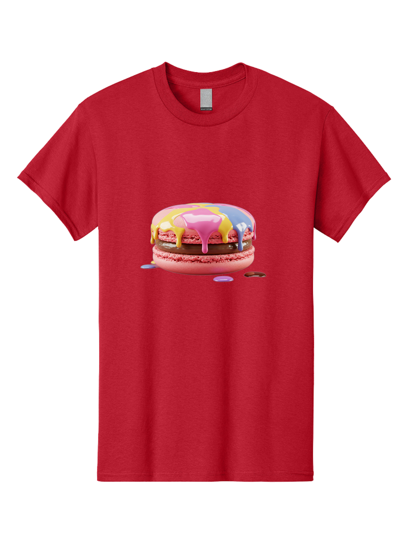 Pink-Macaron-9 Men'S Graphic Tee, 100% Cotton, Comfortable Casual Summer Wear, Machine Washable, Pink Macarons With Chocolate Ganache Filling, Pastel-Colored Icing, Colorful Dessert, Sweet Treats, Macaron Decorations, Dessert Art, Bab181