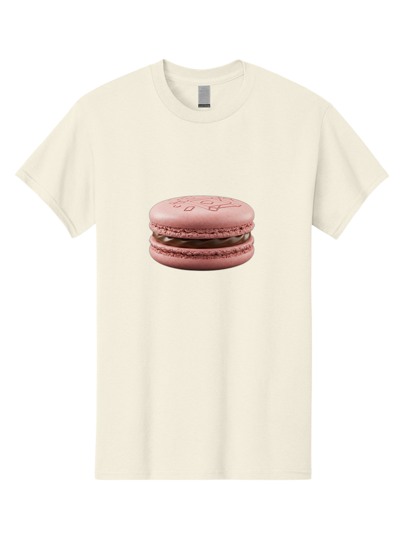 Pink-Macaron-With-Chocolate-Filling Men'S Graphic Tee, 100% Cotton, Comfortable Casual Summer Wear, Machine Washable, Pink Macaron, Chocolate Filling, Love Design, French Dessert, Sweet Treat, Delicate Meringue, Chocolate Ganache, Baked Goods Bab182
