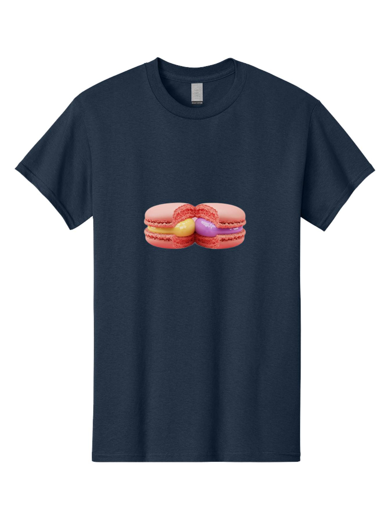 Pink-Macarons-3 Men'S Graphic Tee, 100% Cotton, Comfortable Casual Summer Wear, Machine Washable, Pink Macarons, Yellow And Purple Filling, French Dessert, Sweet Treats, Delicate Meringue, Colorful Pastries, Baked Goods, Gourmet Sweets Bab186