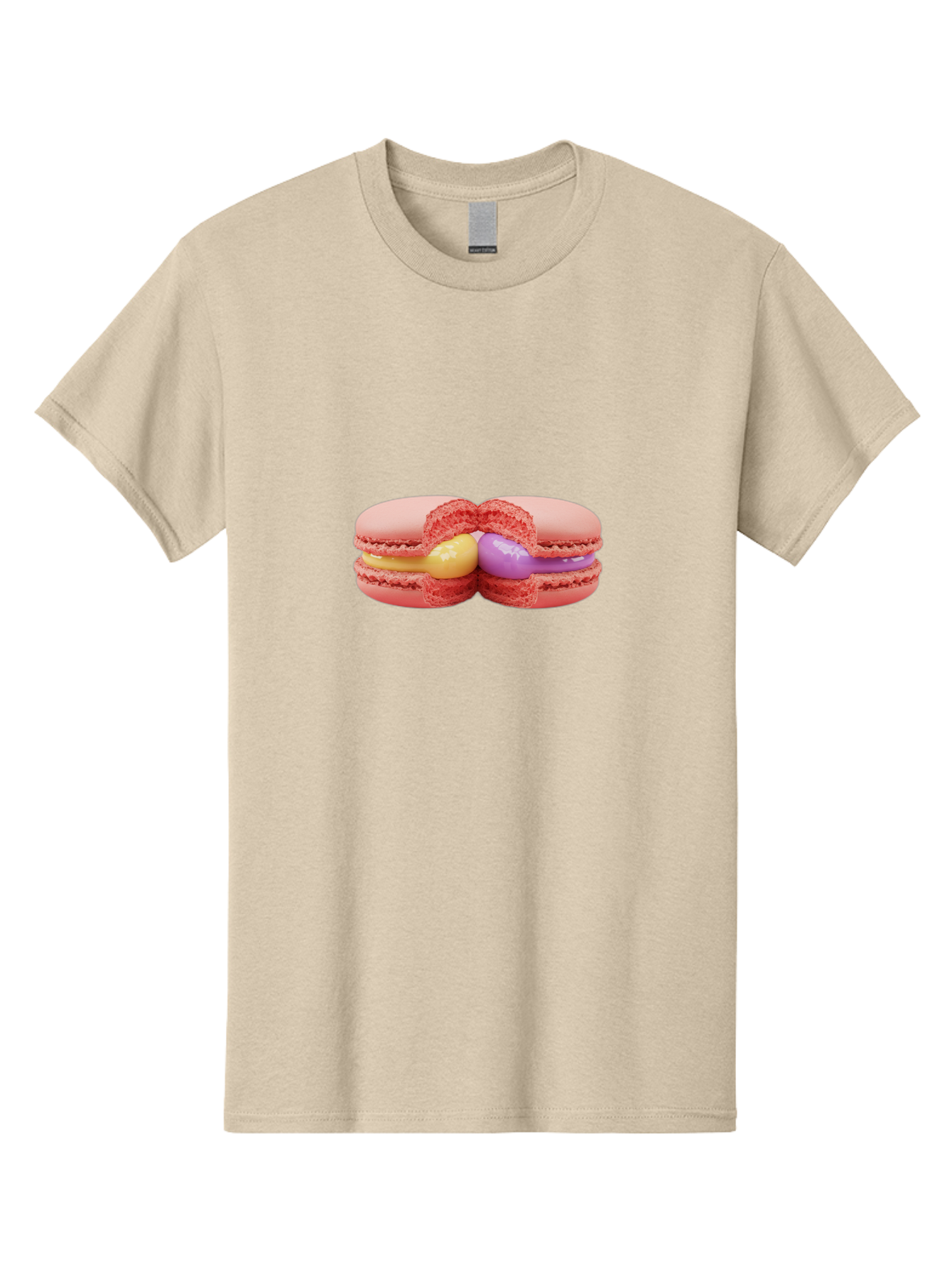 Pink-Macarons-3 Men'S Graphic Tee, 100% Cotton, Comfortable Casual Summer Wear, Machine Washable, Pink Macarons, Yellow And Purple Filling, French Dessert, Sweet Treats, Delicate Meringue, Colorful Pastries, Baked Goods, Gourmet Sweets Bab186