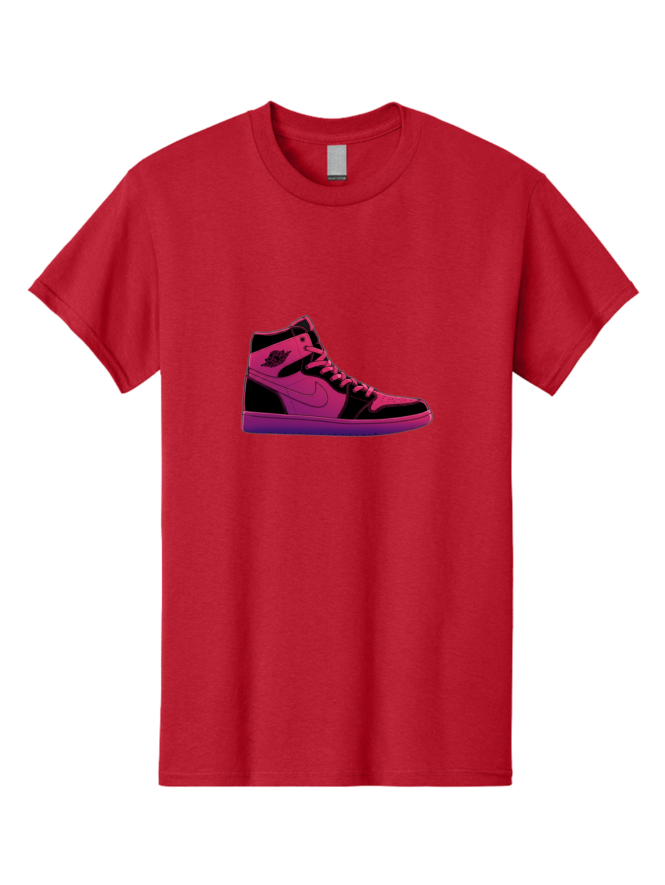 Pink-Nike-High-Top-Sneaker Men'S Graphic Tee, 100% Cotton, Comfortable Casual Summer Wear, Machine Washable, Sneaker Art, Pink And Black Design, Nike Air Jordan 1, High-Top Sneakers, Streetwear Fashion, Iconic Logo, Urban Style, Bab192