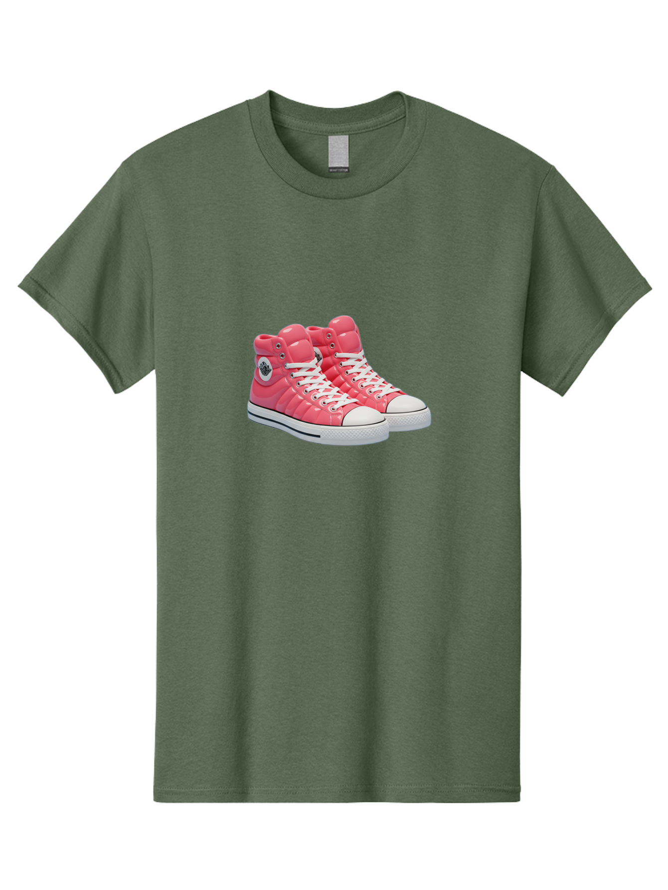 Pink-Padded-Converse Men'S Graphic Tee, 100% Cotton, Comfortable Casual Summer Wear, Machine Washable, Pink Puffer Converse Sneakers, High-Top Sneakers, Fashion Footwear, Bold Style, Statement Shoes, Athletic Wear, Trendy Kicks, White Laces, Bab193