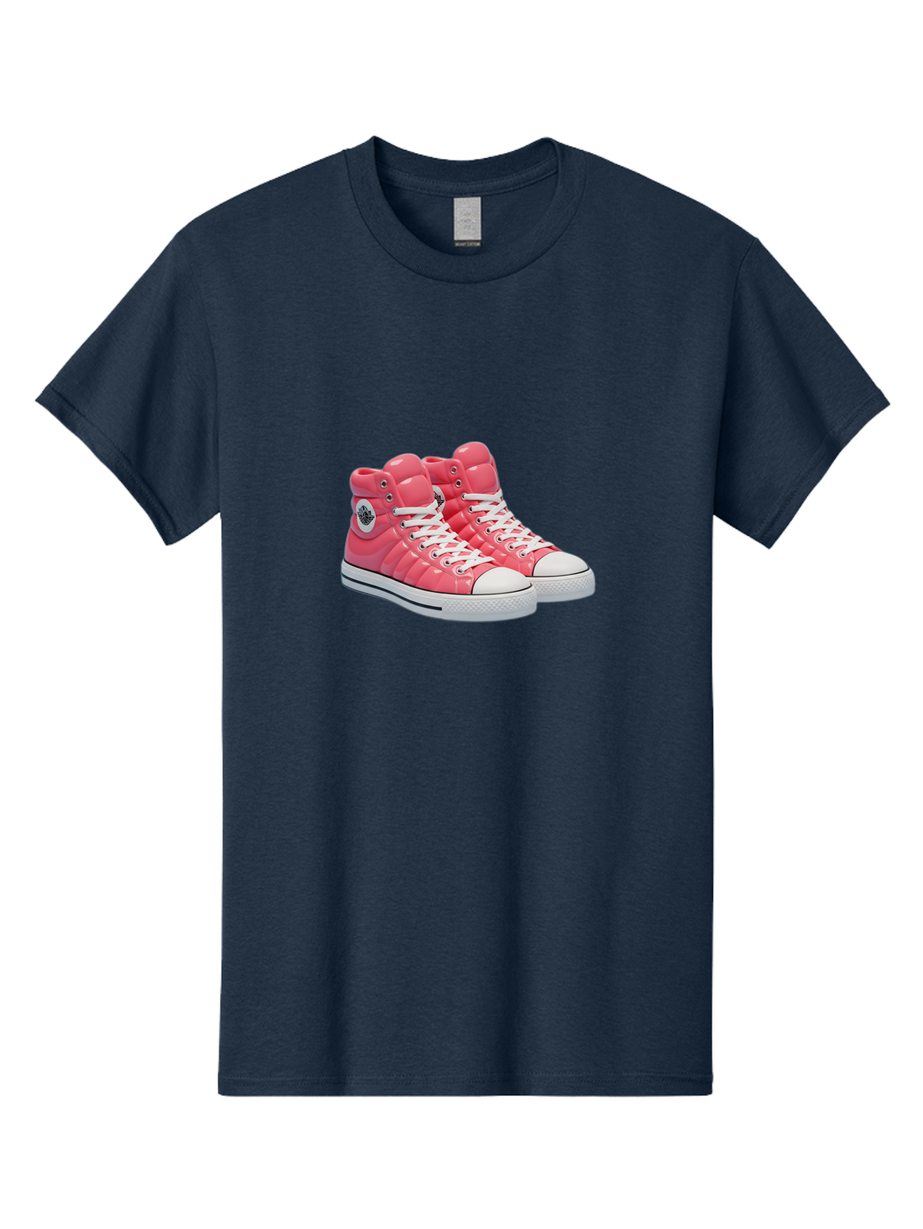 Pink-Padded-Converse Men'S Graphic Tee, 100% Cotton, Comfortable Casual Summer Wear, Machine Washable, Pink Puffer Converse Sneakers, High-Top Sneakers, Fashion Footwear, Bold Style, Statement Shoes, Athletic Wear, Trendy Kicks, White Laces, Bab193