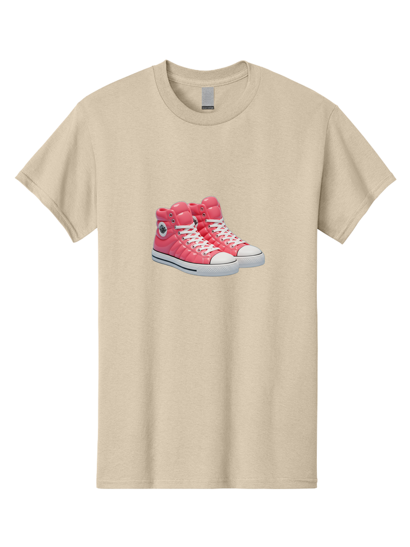 Pink-Padded-Converse Men'S Graphic Tee, 100% Cotton, Comfortable Casual Summer Wear, Machine Washable, Pink Puffer Converse Sneakers, High-Top Sneakers, Fashion Footwear, Bold Style, Statement Shoes, Athletic Wear, Trendy Kicks, White Laces, Bab193