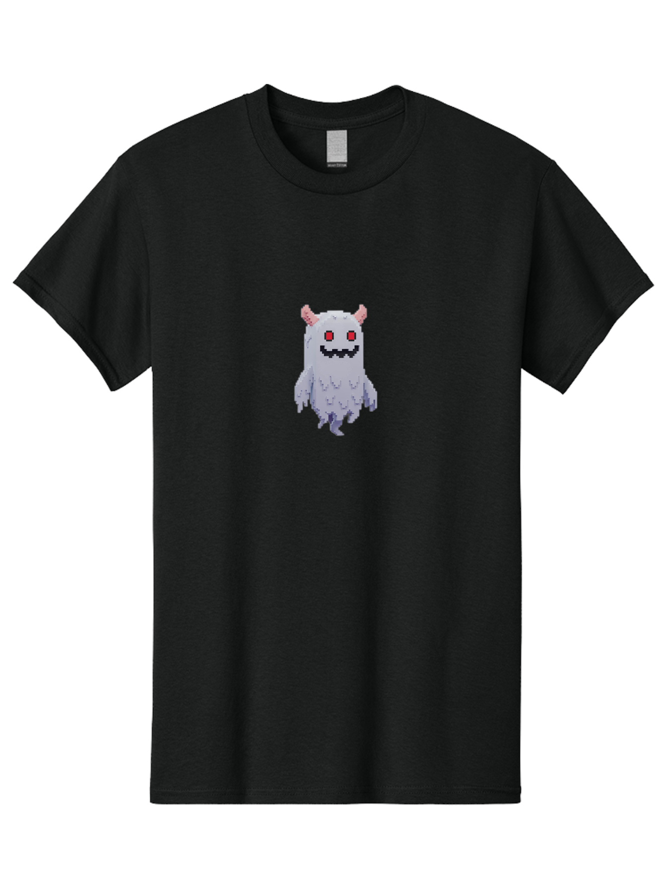 Pixel-Monster Men'S Graphic Tee, 100% Cotton, Comfortable Casual Summer Wear, Machine Washable, Pixel Art Character, Cute Monster, Red Eyes, Black Smile, Pink Horns, Furry Creature, Cartoonish, Fun Design, Playful Graphics, Retro Gaming, Bab200