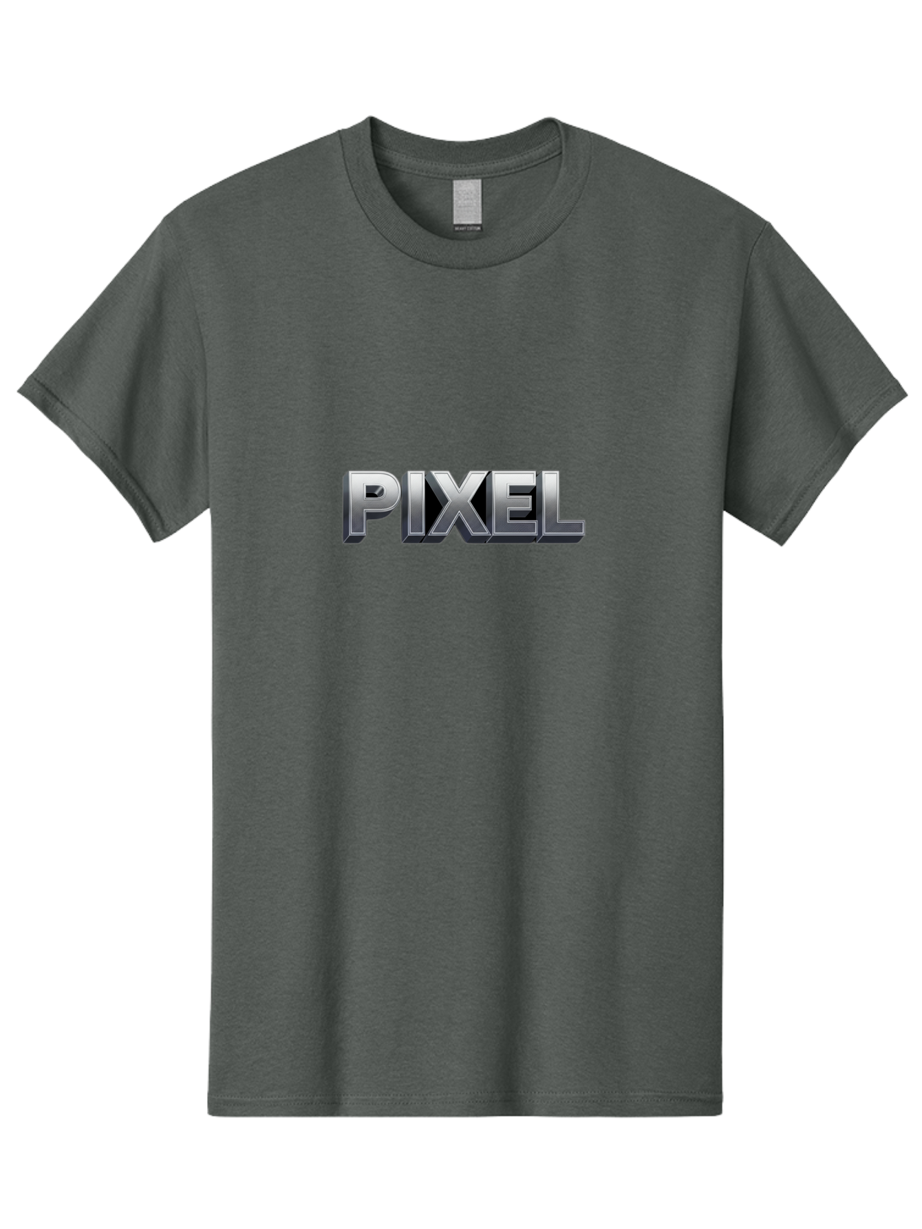 Pixel Men'S Graphic Tee, 100% Cotton, Comfortable Casual Summer Wear, Machine Washable, Pixel Art, Digital Graphics, Metallic Text, Chrome Effect, 3D Typography, Video Game Style, Graphic Design Element Bab201
