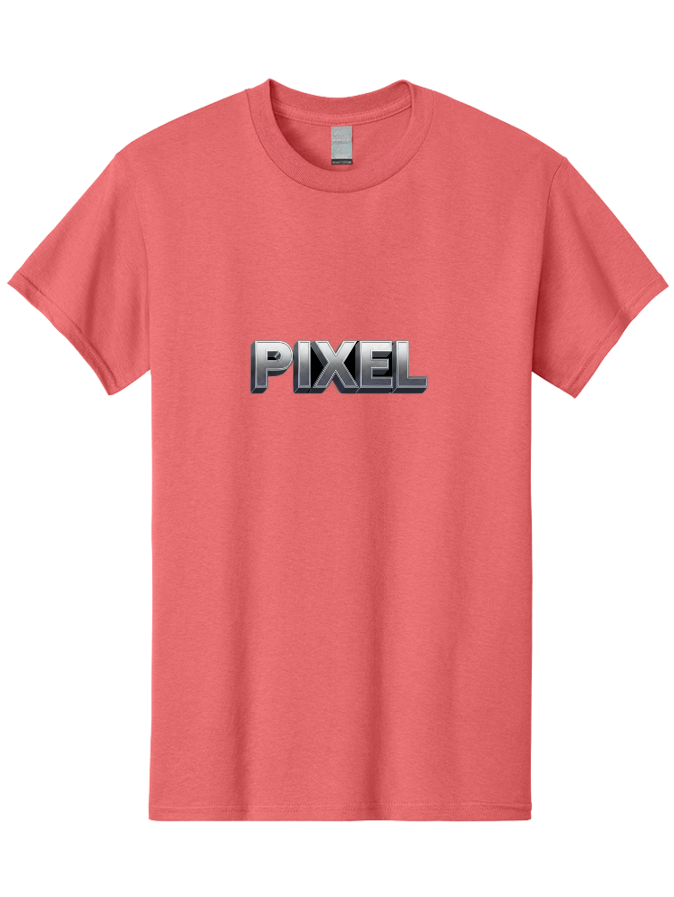 Pixel Men'S Graphic Tee, 100% Cotton, Comfortable Casual Summer Wear, Machine Washable, Pixel Art, Digital Graphics, Metallic Text, Chrome Effect, 3D Typography, Video Game Style, Graphic Design Element Bab201