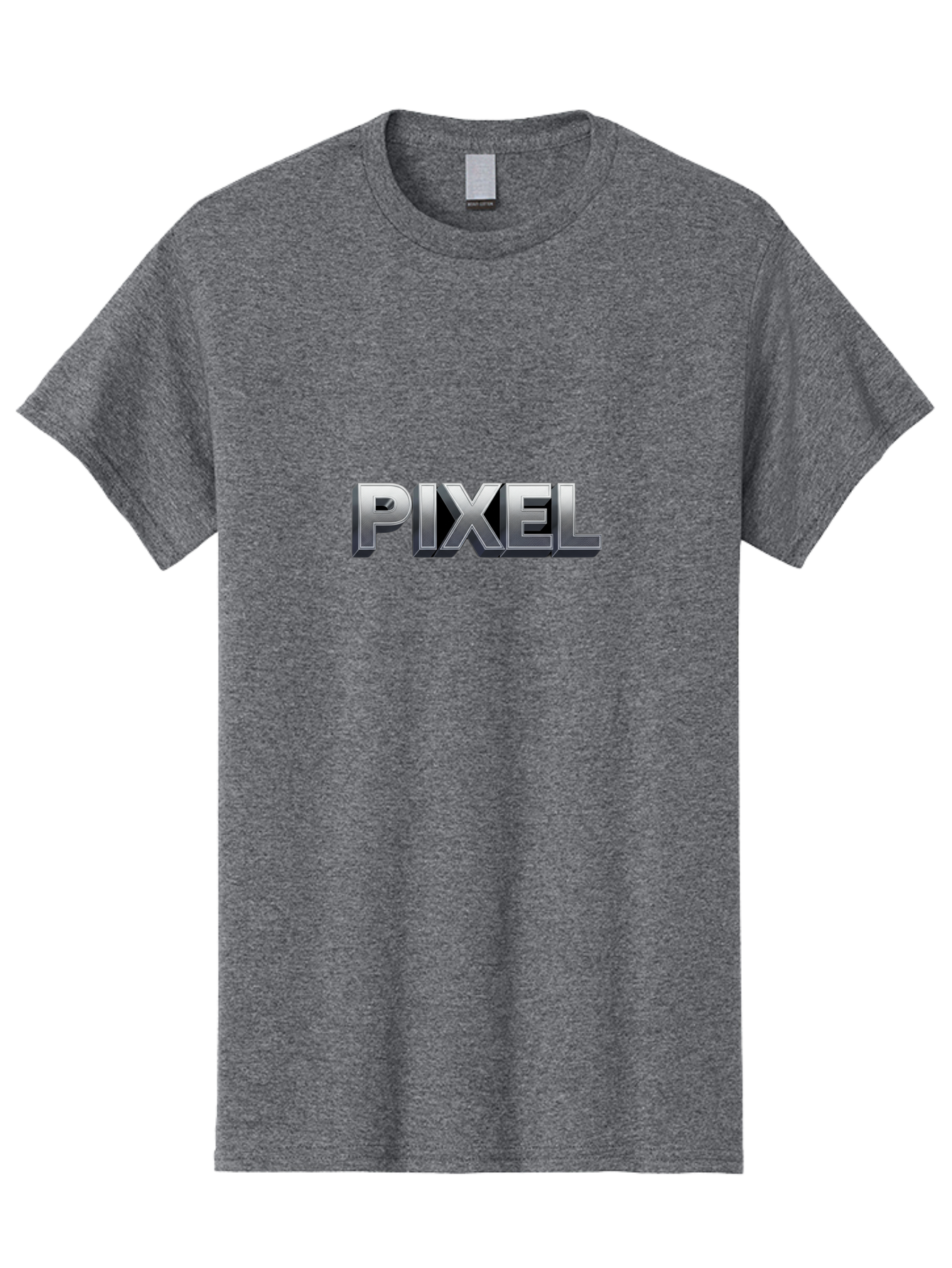 Pixel Men'S Graphic Tee, 100% Cotton, Comfortable Casual Summer Wear, Machine Washable, Pixel Art, Digital Graphics, Metallic Text, Chrome Effect, 3D Typography, Video Game Style, Graphic Design Element Bab201