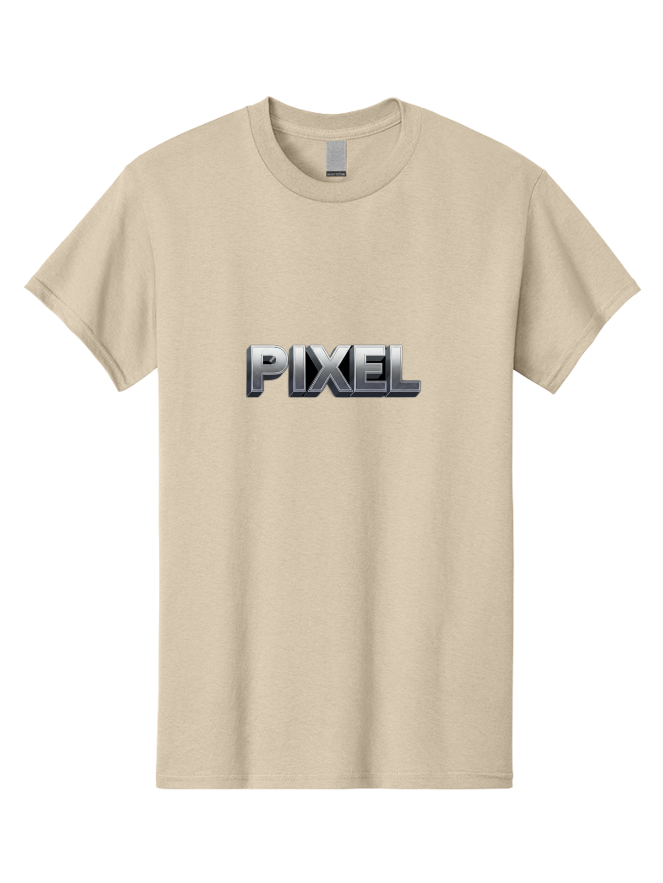 Pixel Men'S Graphic Tee, 100% Cotton, Comfortable Casual Summer Wear, Machine Washable, Pixel Art, Digital Graphics, Metallic Text, Chrome Effect, 3D Typography, Video Game Style, Graphic Design Element Bab201