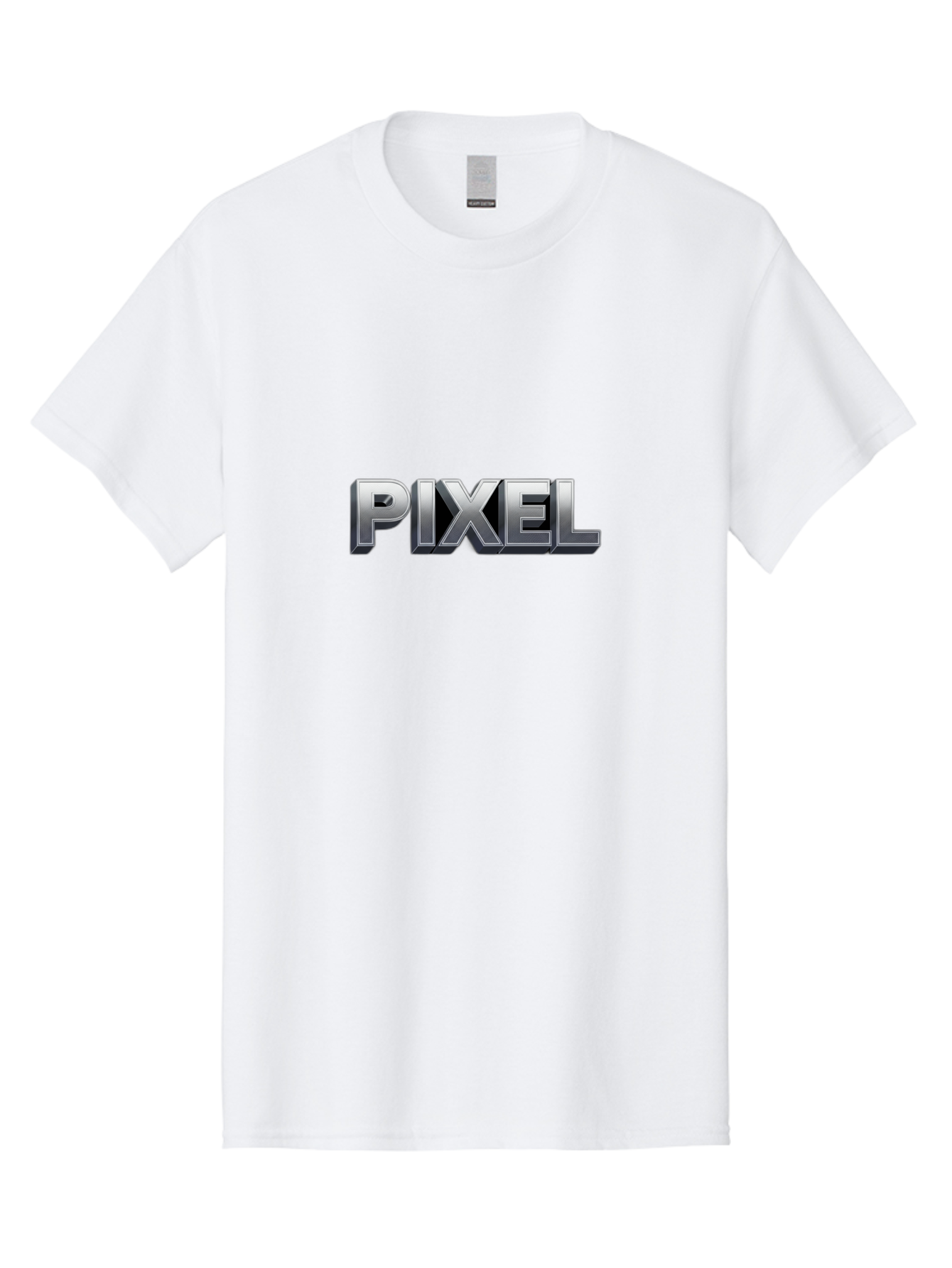Pixel Men'S Graphic Tee, 100% Cotton, Comfortable Casual Summer Wear, Machine Washable, Pixel Art, Digital Graphics, Metallic Text, Chrome Effect, 3D Typography, Video Game Style, Graphic Design Element Bab201