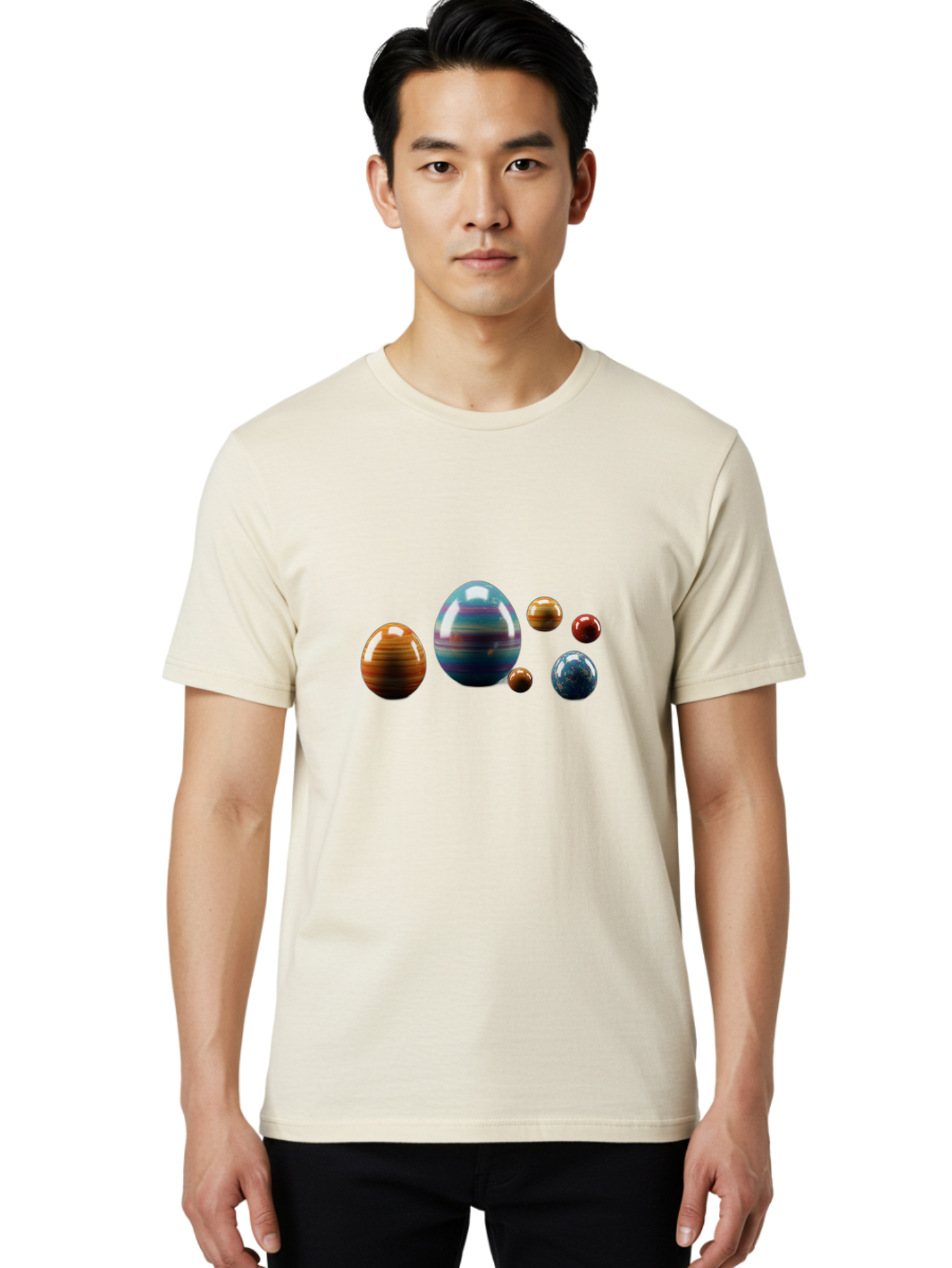 Planets Men'S Graphic Tee, 100% Cotton, Comfortable Casual Summer Wear, Machine Washable, Planets In Space, Colorful Spheres, Shiny Orbs, Celestial Bodies, Astronomy, Solar System, Vibrant Colors, Galactic Scenery, Space Exploration Bab207