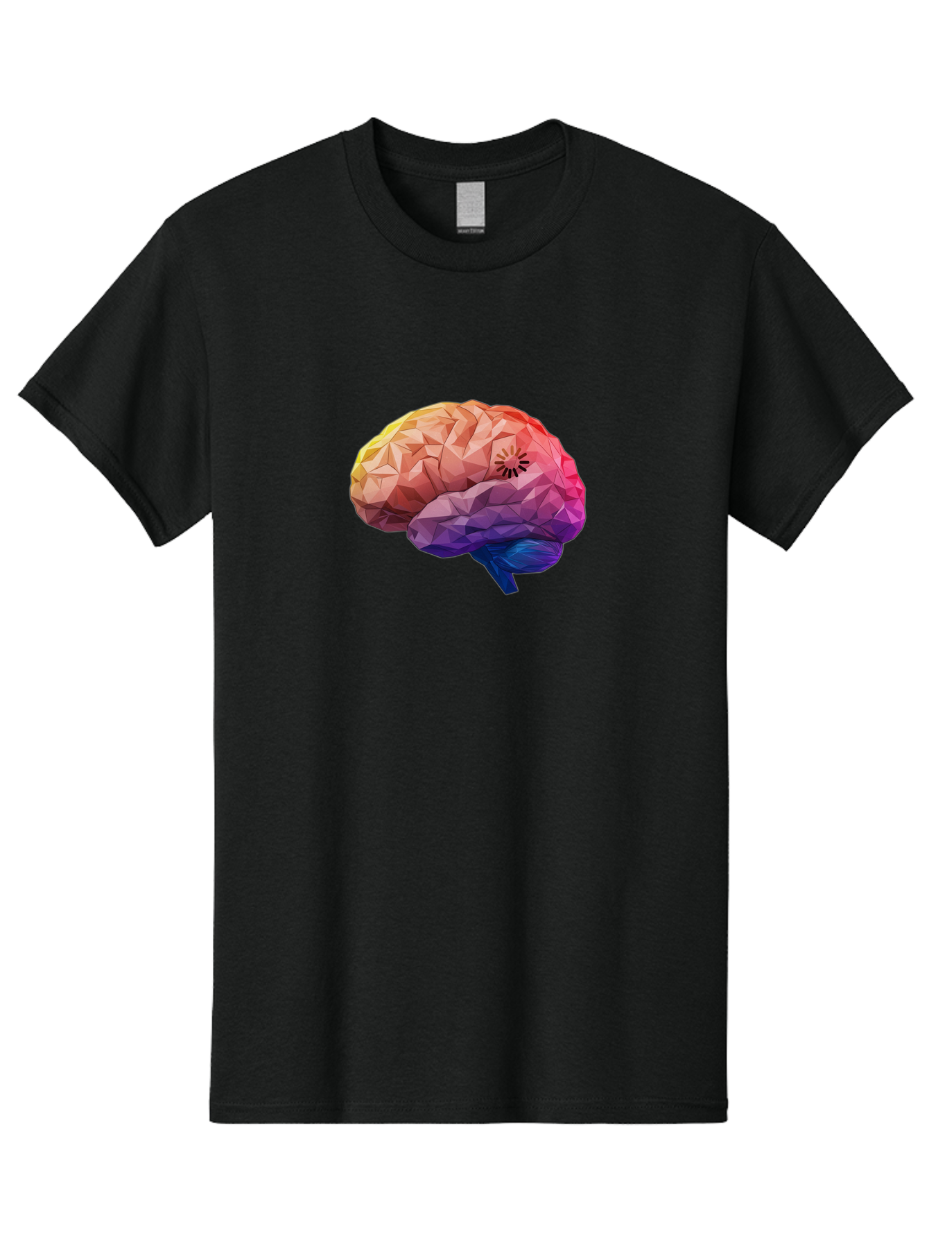 Polygonal-Brain Men'S Graphic Tee, 100% Cotton, Comfortable Casual Summer Wear, Machine Washable, Low Poly Brain, Colorful Brain, 3D Brain Model, Geometric Art, Brain Illustration, Neuroscience, Cognitive Function, Mental Health Awareness, Bab211