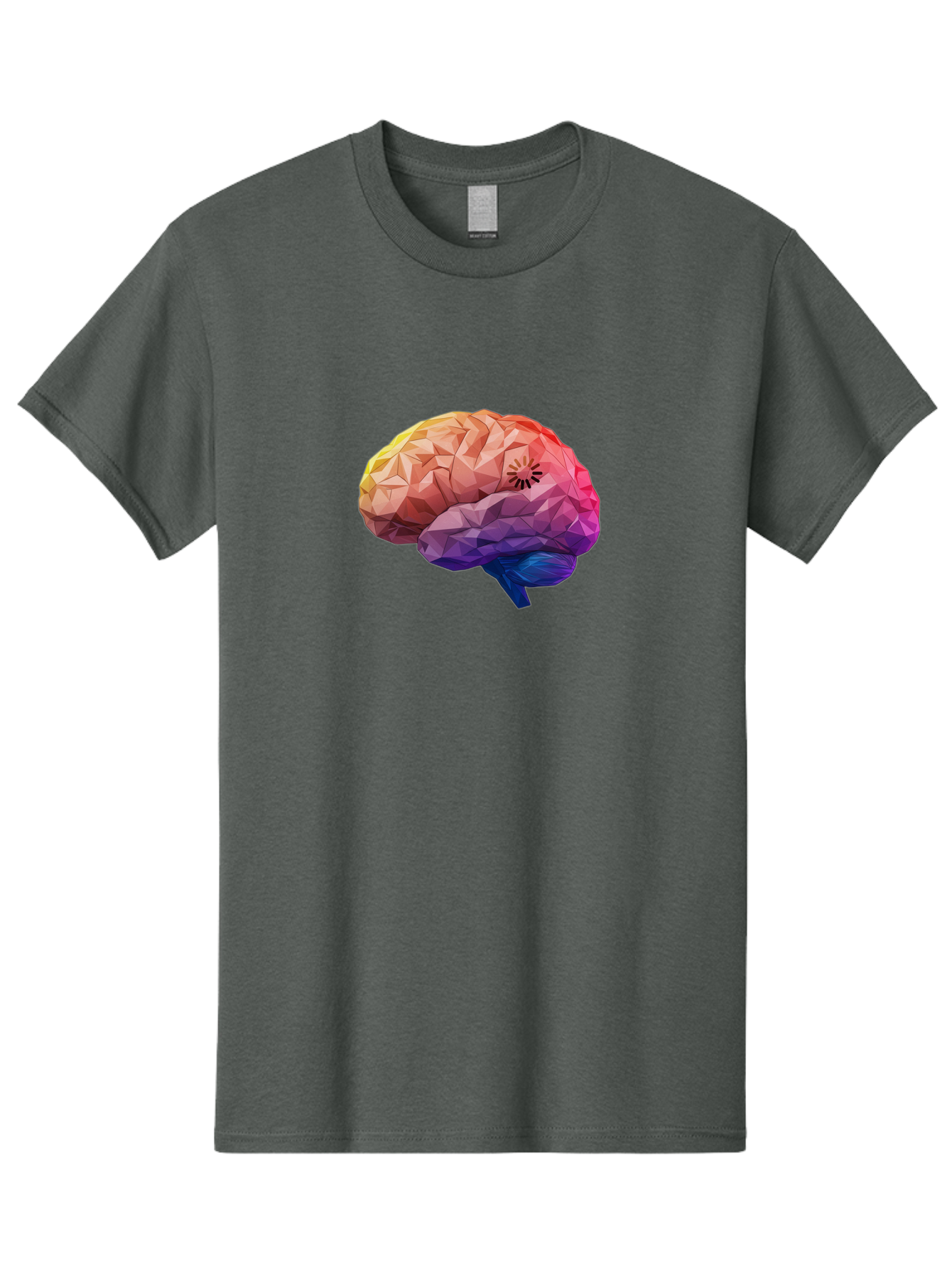 Polygonal-Brain Men'S Graphic Tee, 100% Cotton, Comfortable Casual Summer Wear, Machine Washable, Low Poly Brain, Colorful Brain, 3D Brain Model, Geometric Art, Brain Illustration, Neuroscience, Cognitive Function, Mental Health Awareness, Bab211