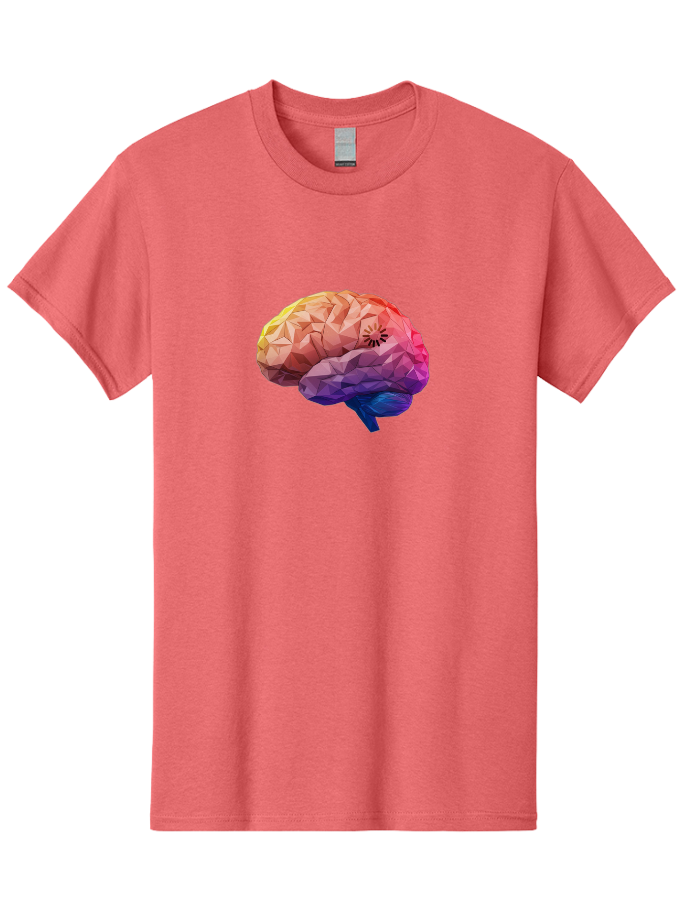 Polygonal-Brain Men'S Graphic Tee, 100% Cotton, Comfortable Casual Summer Wear, Machine Washable, Low Poly Brain, Colorful Brain, 3D Brain Model, Geometric Art, Brain Illustration, Neuroscience, Cognitive Function, Mental Health Awareness, Bab211