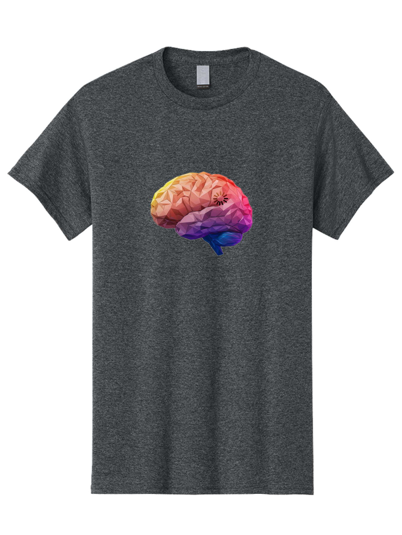 Polygonal-Brain Men'S Graphic Tee, 100% Cotton, Comfortable Casual Summer Wear, Machine Washable, Low Poly Brain, Colorful Brain, 3D Brain Model, Geometric Art, Brain Illustration, Neuroscience, Cognitive Function, Mental Health Awareness, Bab211