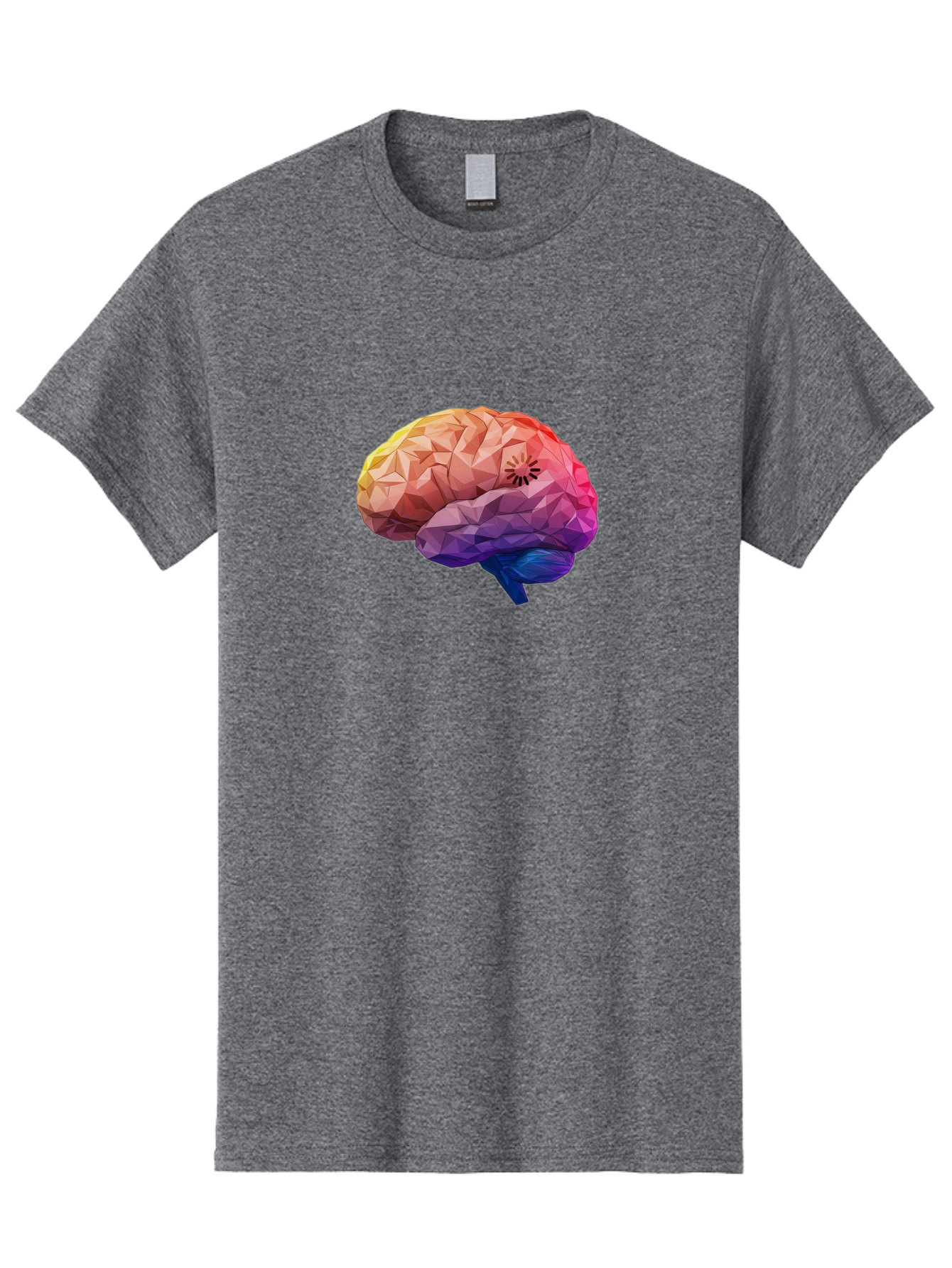 Polygonal-Brain Men'S Graphic Tee, 100% Cotton, Comfortable Casual Summer Wear, Machine Washable, Low Poly Brain, Colorful Brain, 3D Brain Model, Geometric Art, Brain Illustration, Neuroscience, Cognitive Function, Mental Health Awareness, Bab211
